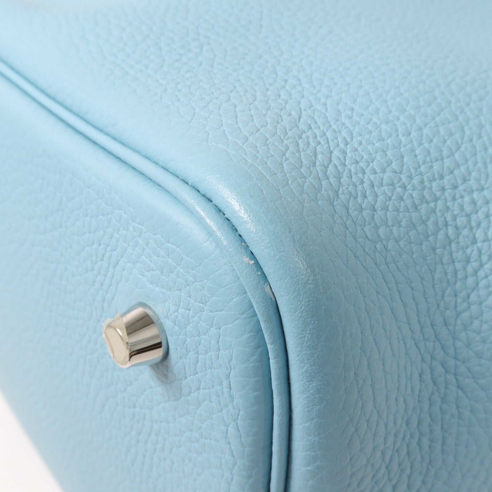 HERMES Clemence皮革Picotin MM扣手挽袋Bleu Atoll