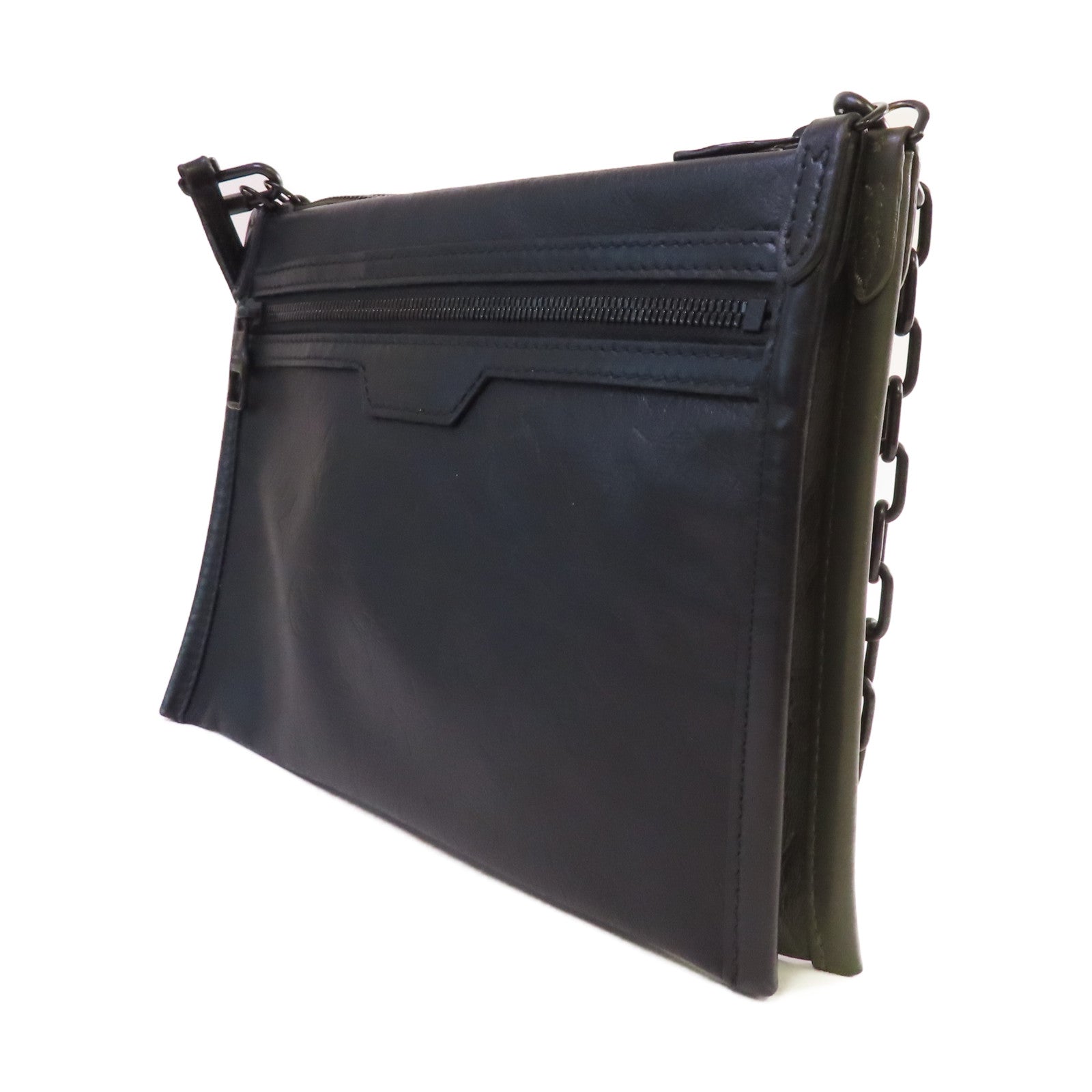 LOUIS VUITTON Monogram Shadow Flat Messenger Shoulder Bag肩背袋黑色/軍綠色