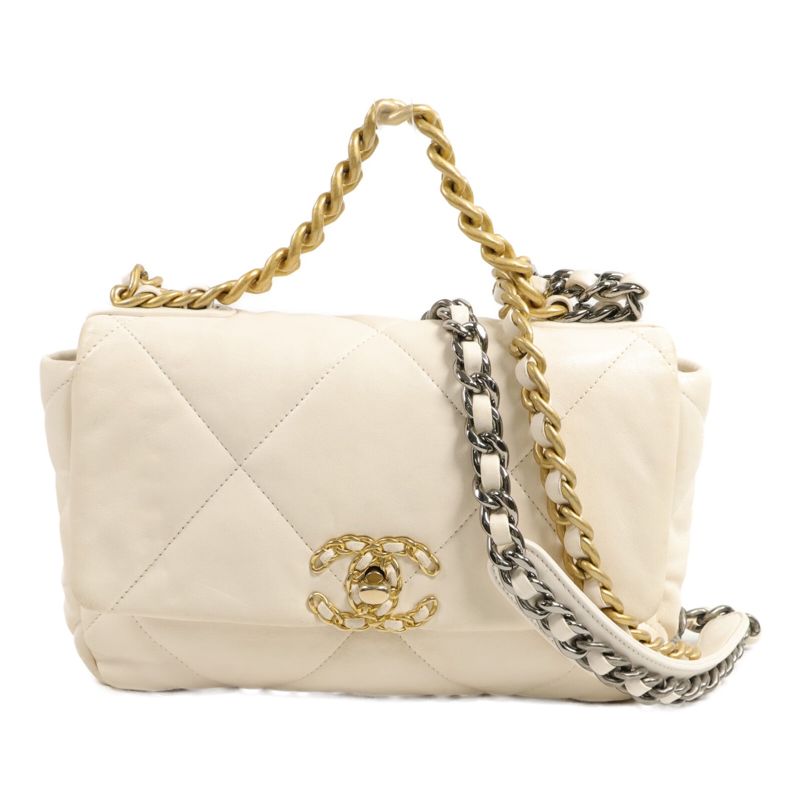 CHANEL 羊皮皮革C19 Small手挽肩背兩用袋