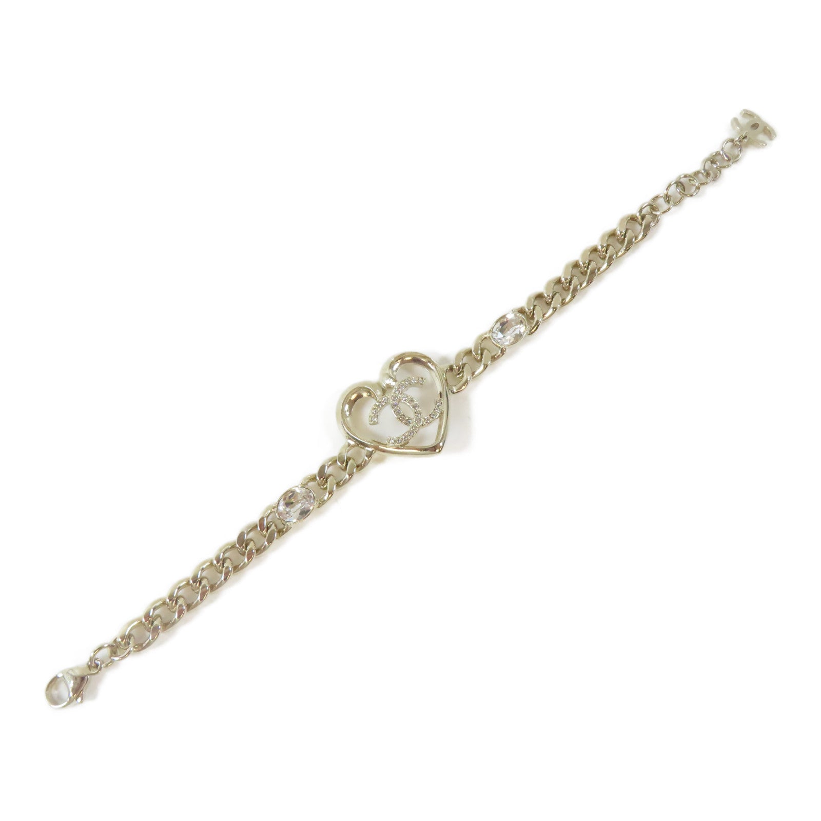 CHANEL 金屬/水晶Bracelet手鏈金色#17.5cm