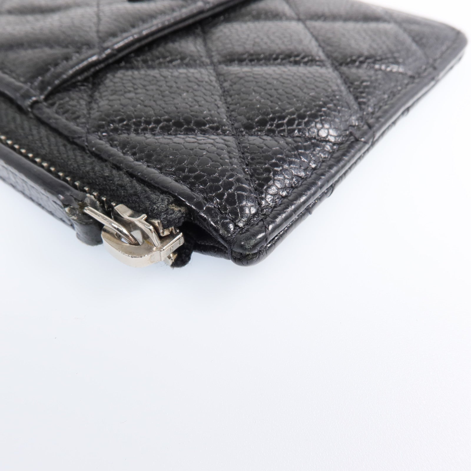 CHANEL 【激減優惠】牛皮皮革Phone Zipper Wallet銀扣長錢包