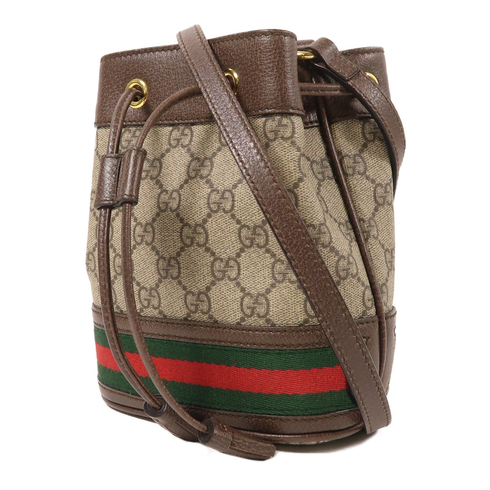 GUCCI 【激減優惠】塗層帆布Ophidia Mini Bucket金扣肩背袋