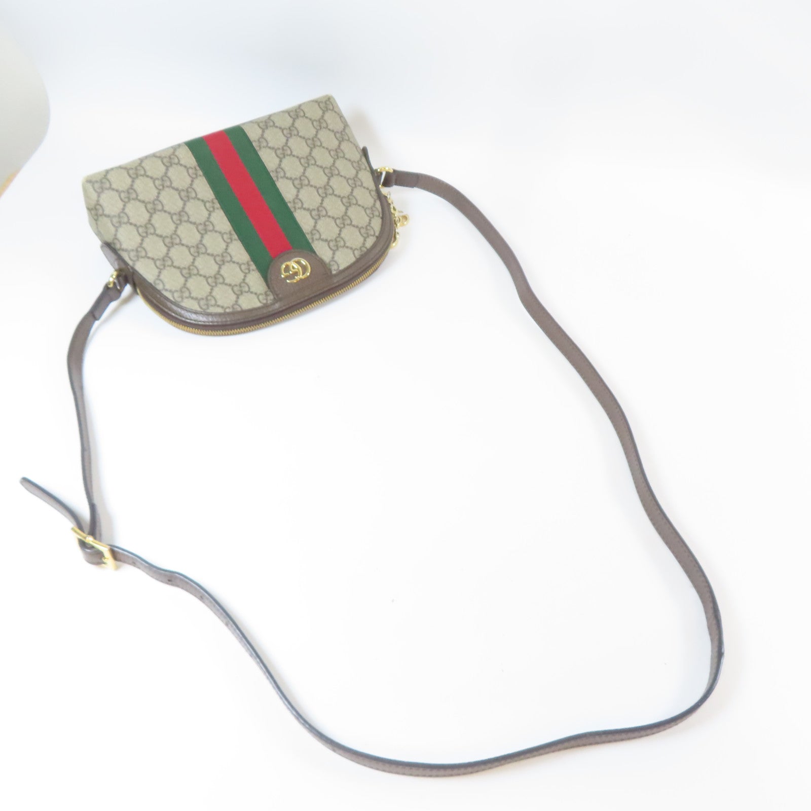 GUCCI 塗層帆布Ophidia GG金扣肩背袋啡色