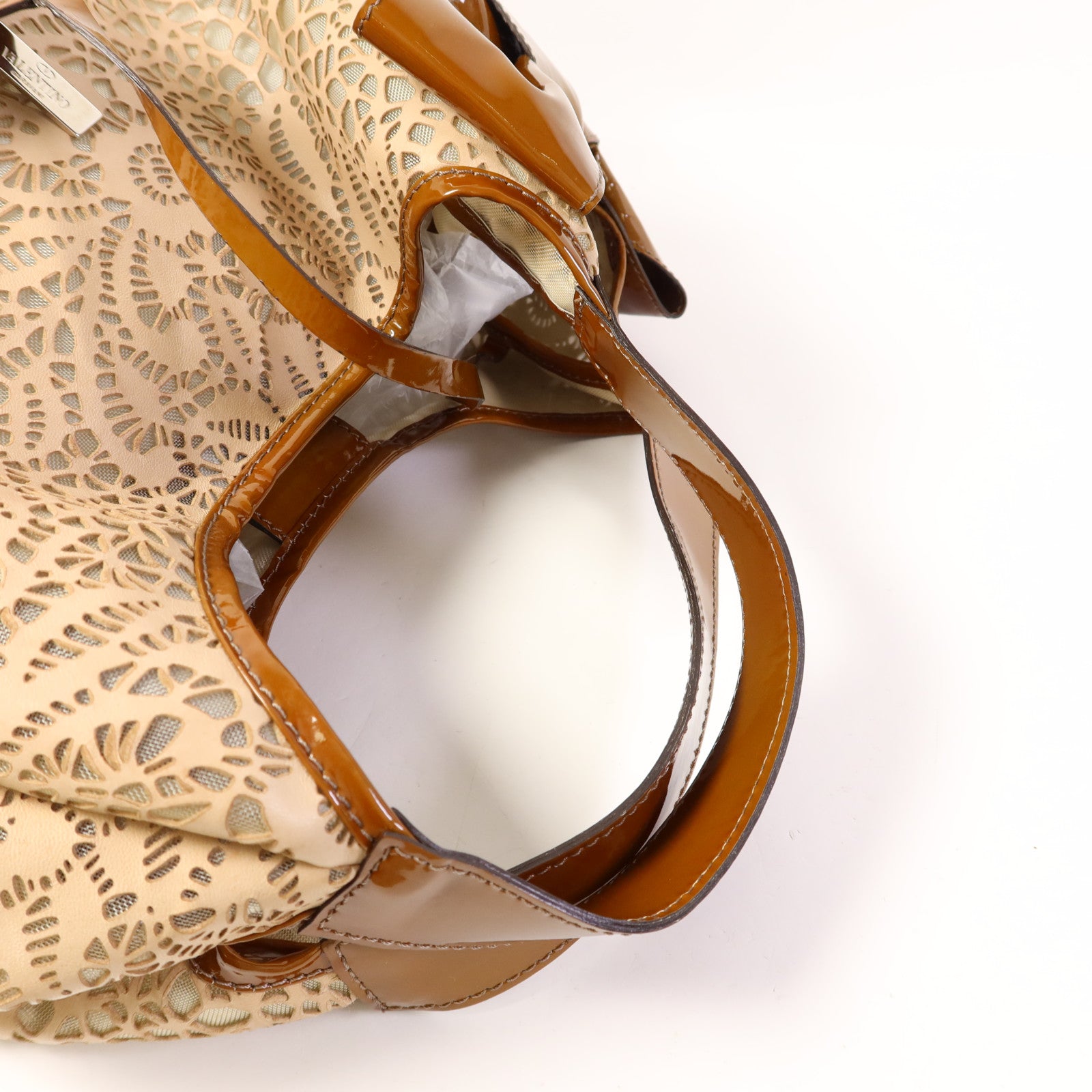 Valentino 牛皮皮革/漆皮皮革Handbag銀扣肩背袋