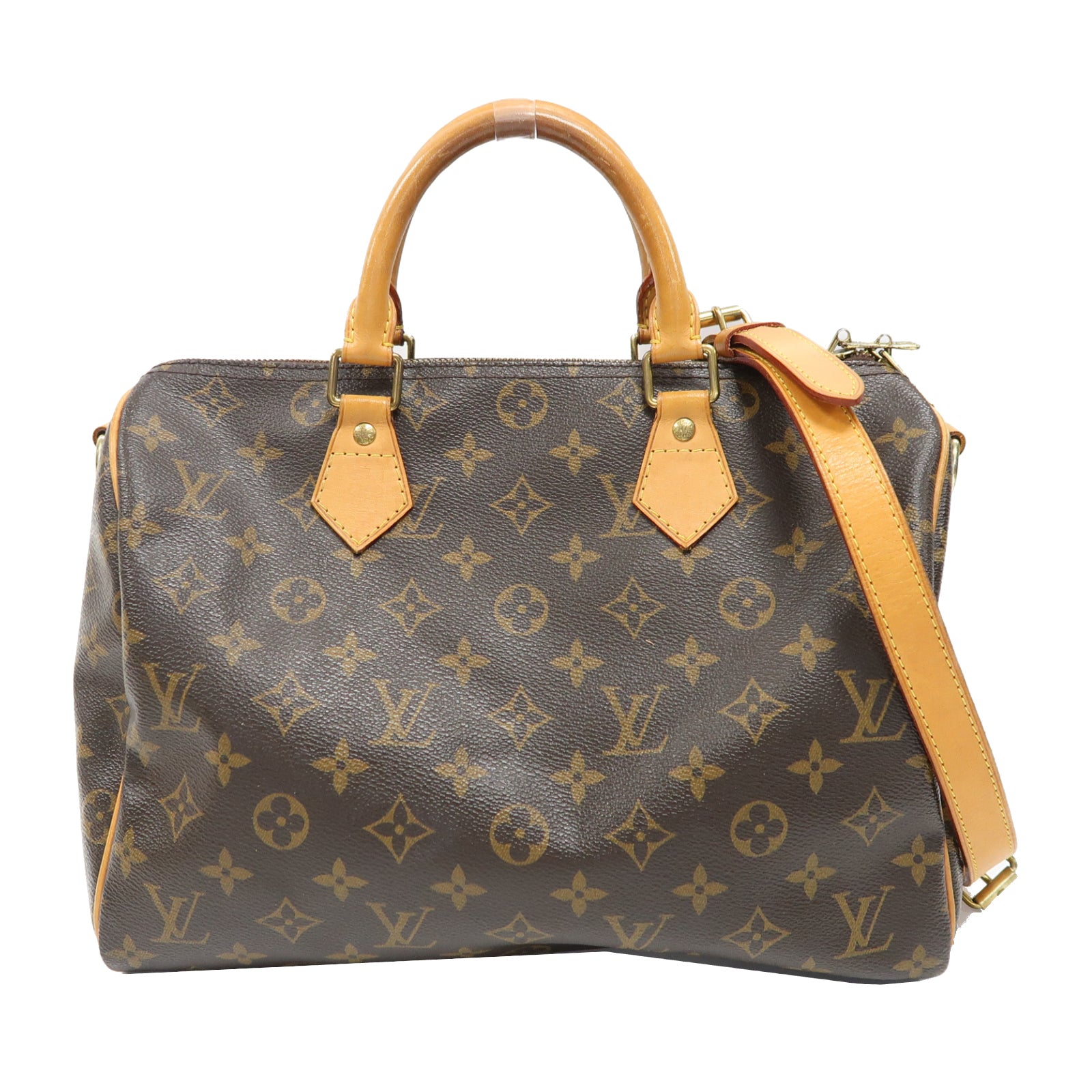 LOUIS VUITTON Monogram Speedy Bandouliere 30金扣手挽肩背兩用袋啡色
