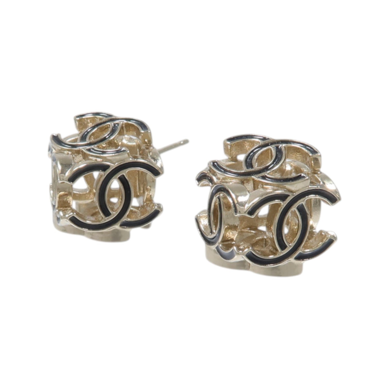 CHANEL 金屬CC Logo Cube耳環