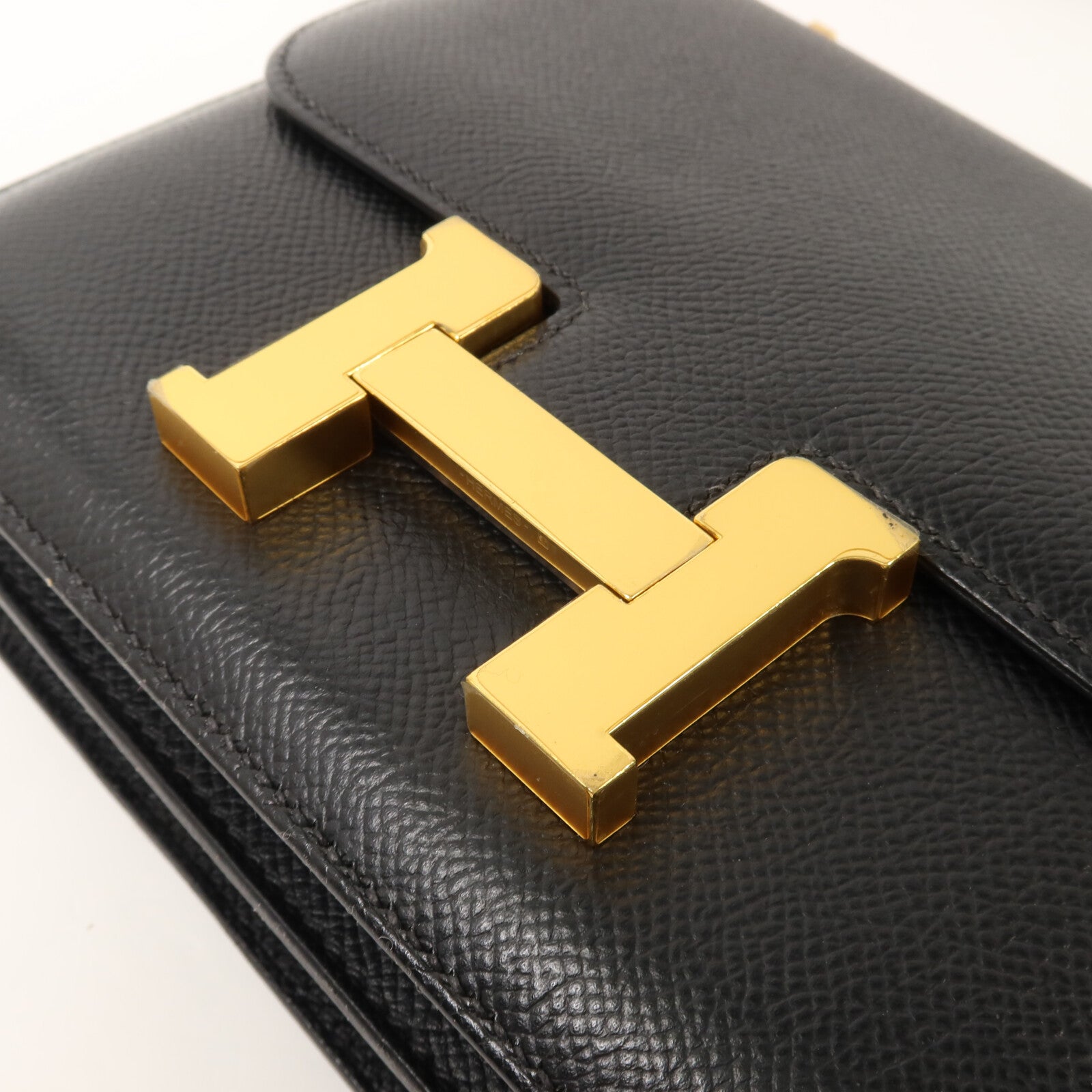 HERMES Epsom皮革Constance Mini肩背袋Noir