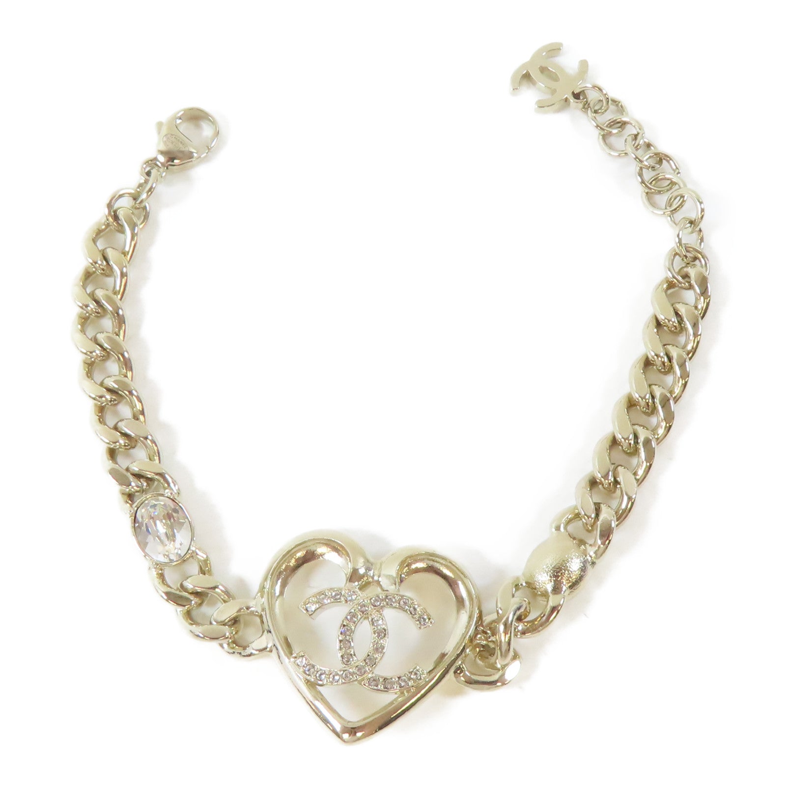 CHANEL 金屬/水晶Bracelet手鏈金色#17.5cm