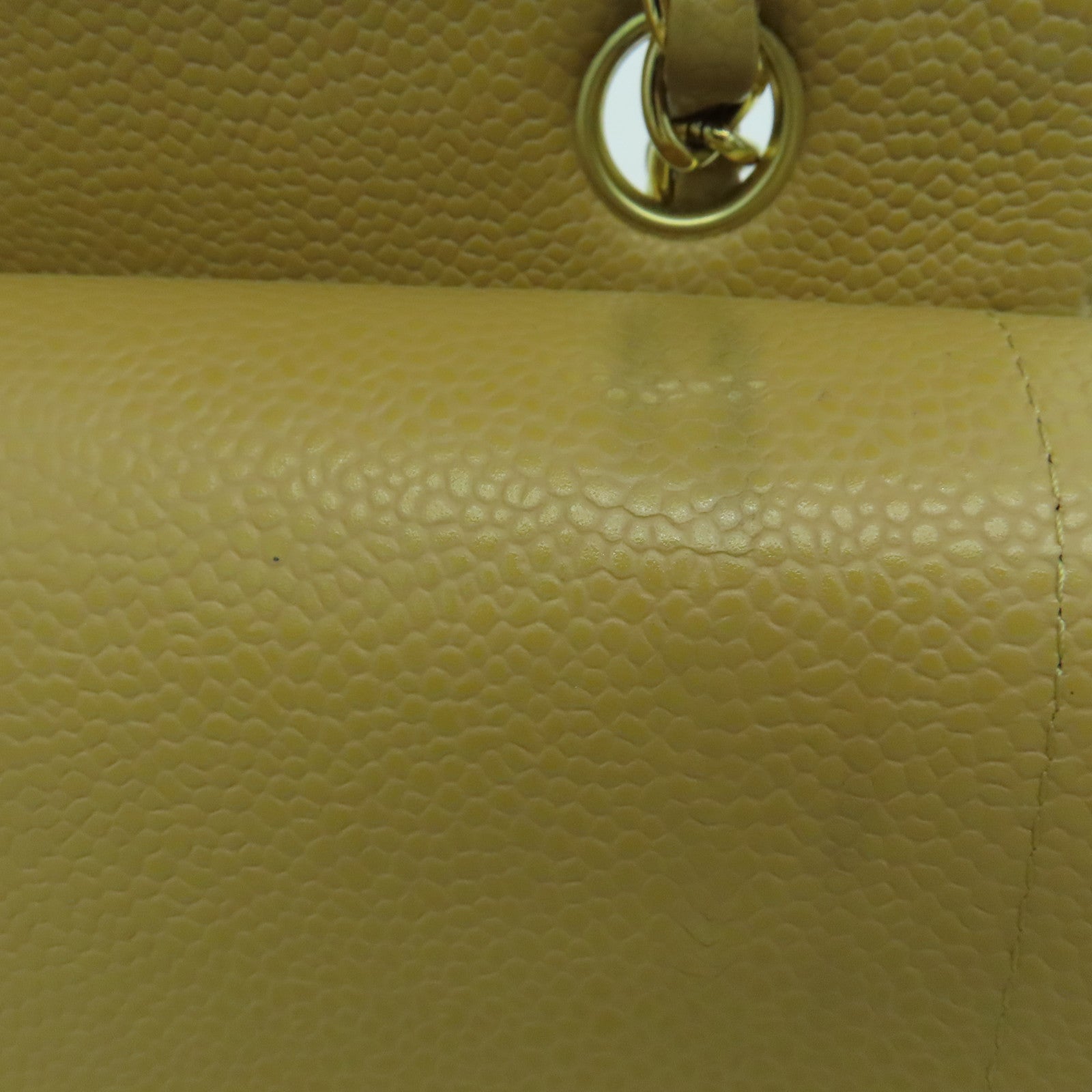 CHANEL 菱格Caviar皮革Chain Shoulder Bag金扣链带肩背袋米色