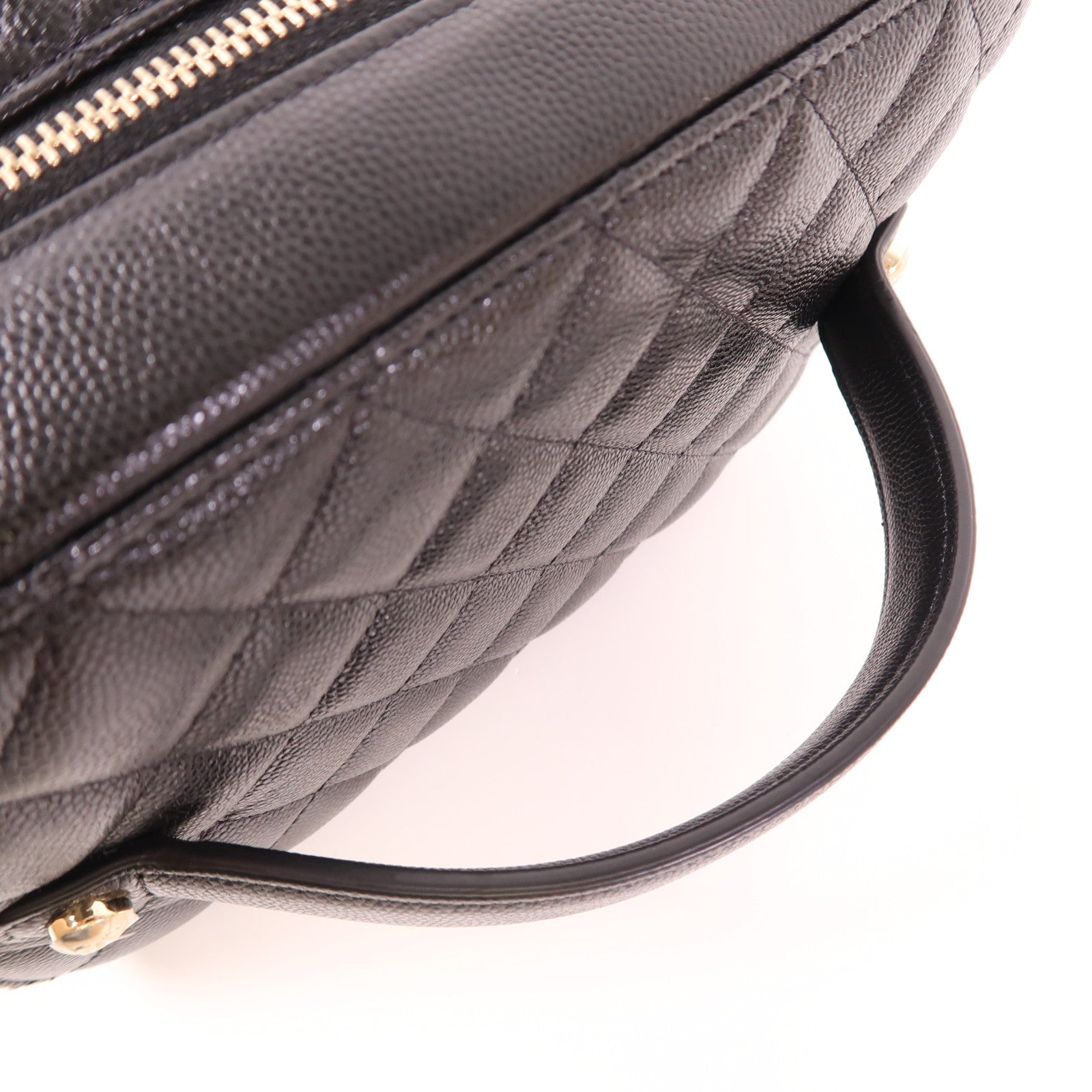 CHANEL CC GHW Vanity Bag Hand Bag Calfskin Leather Black