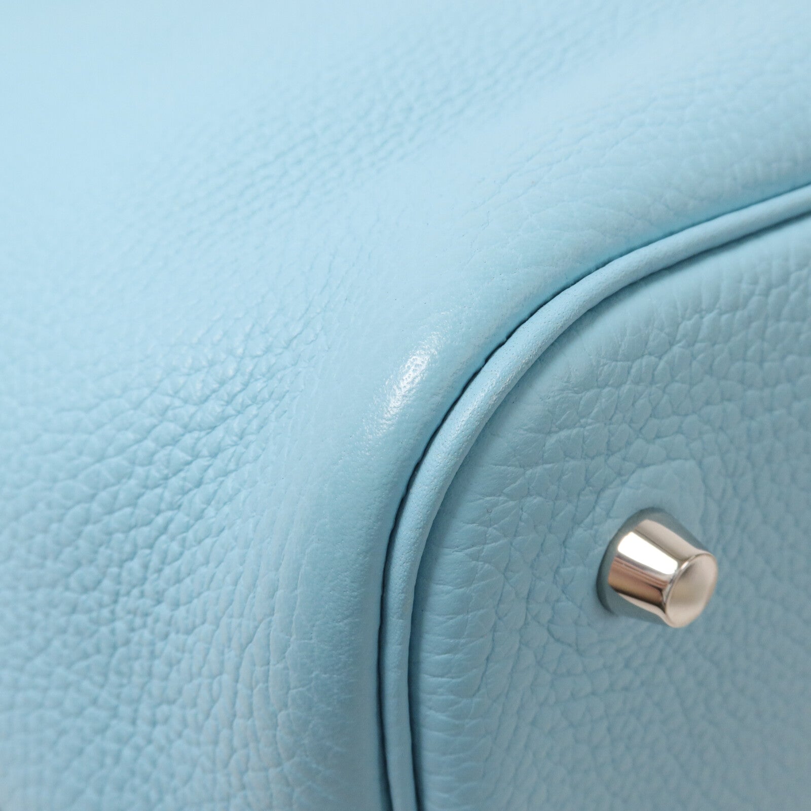 HERMES Clemence皮革Picotin MM扣手挽袋Bleu Atoll