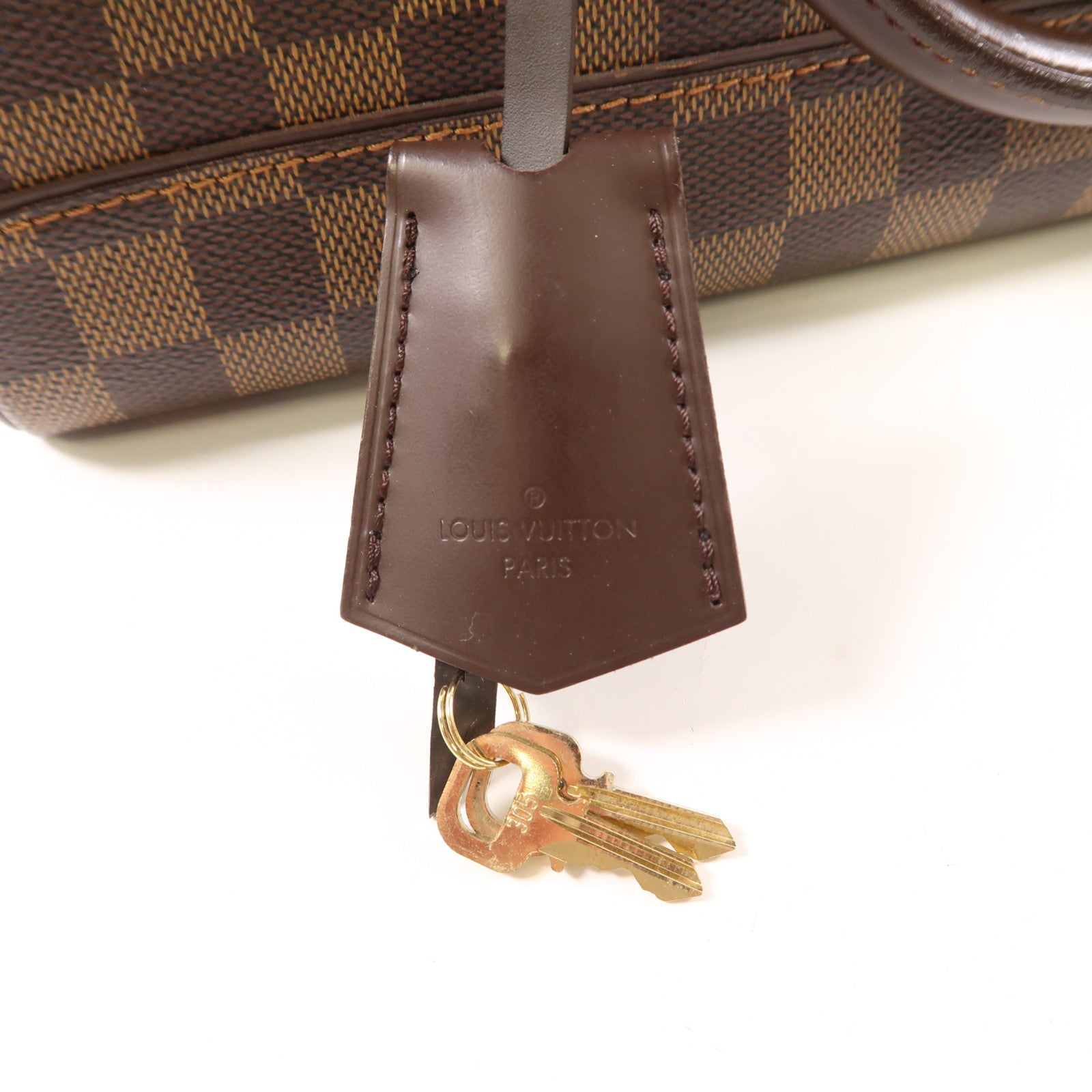 LOUIS VUITTON Damier Duomo金扣手挽袋啡色