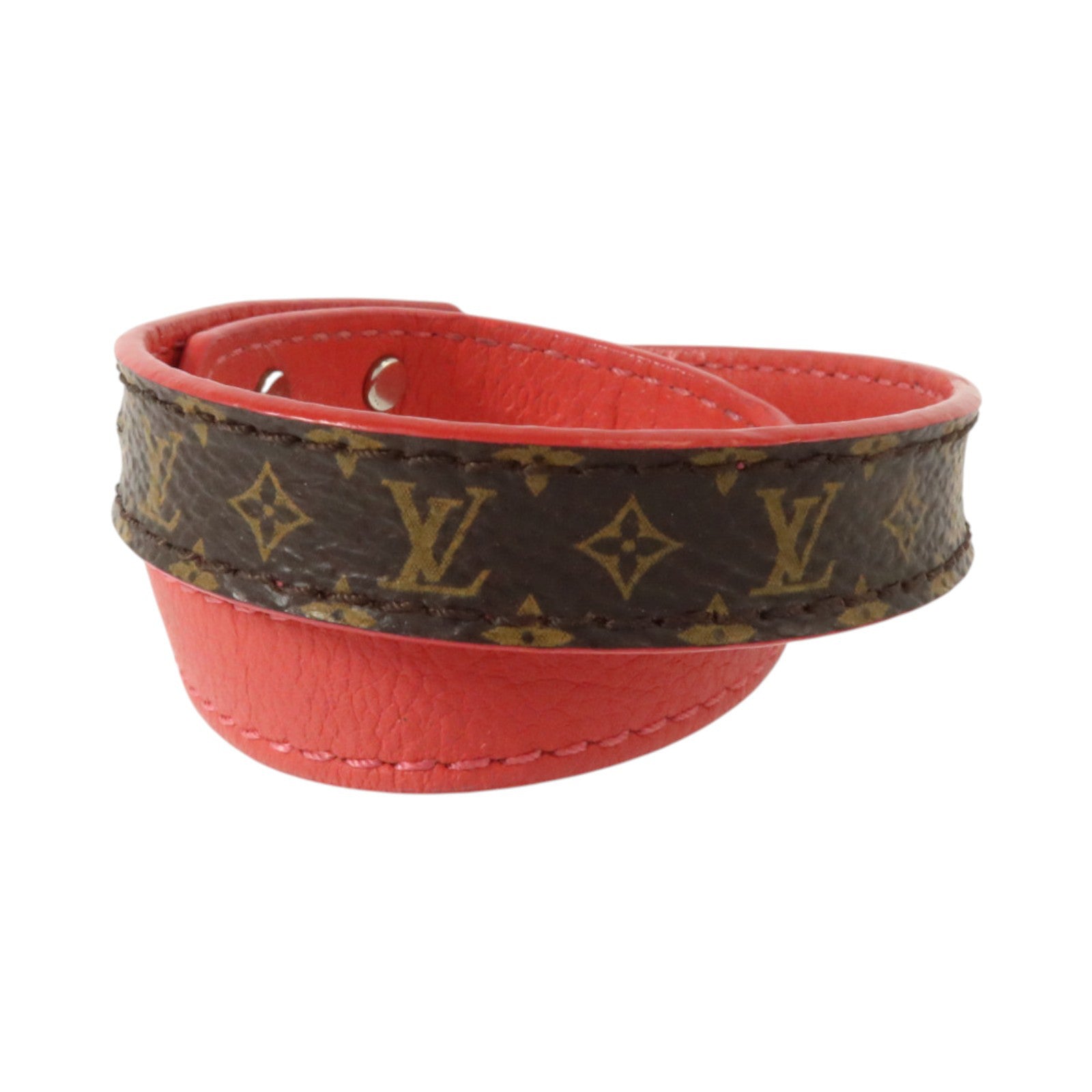 LOUIS VUITTON Monogram/金属Brasle Lockit Double Wrap Bracelet銀扣手鏈