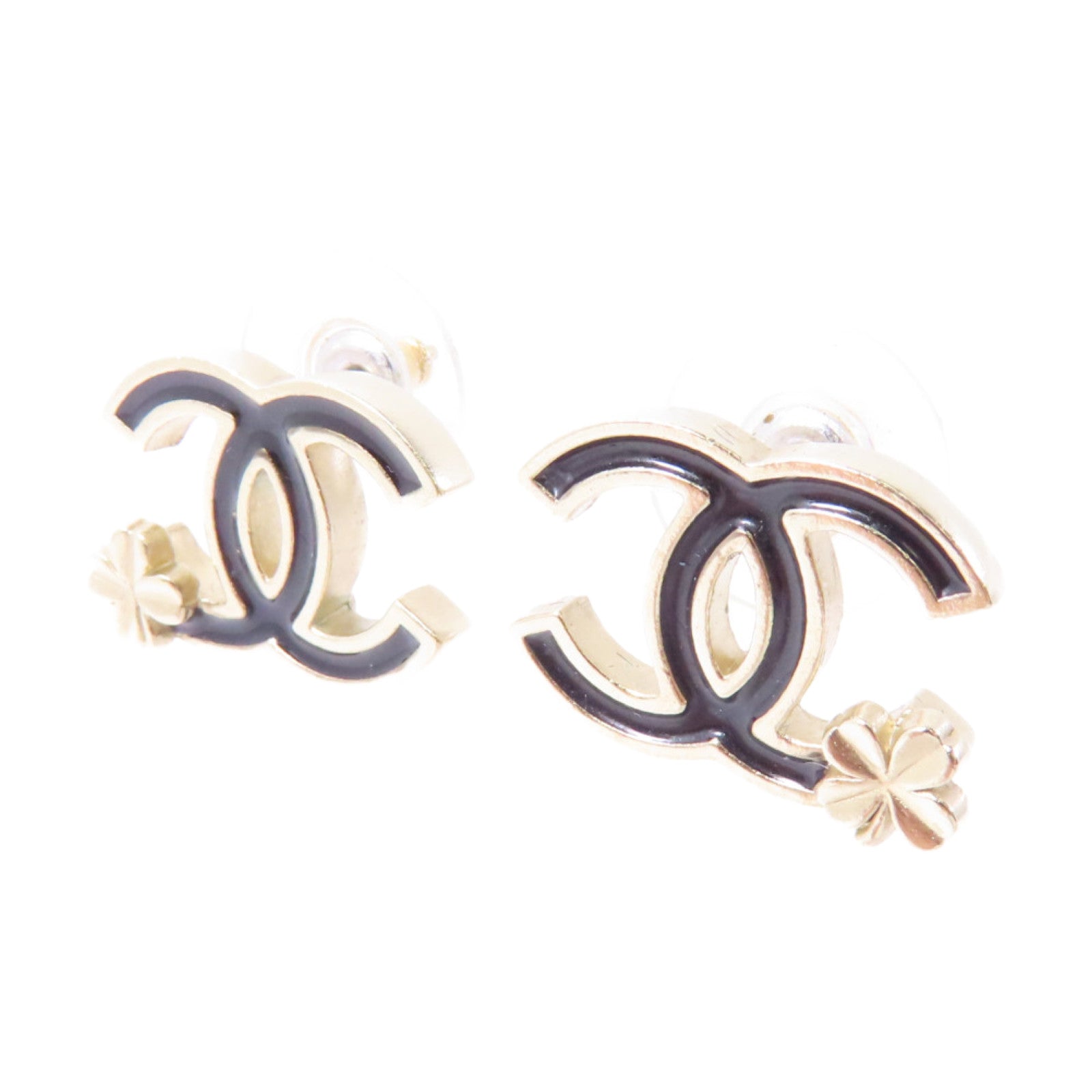 CHANEL 金屬Earring耳環金色/黑色