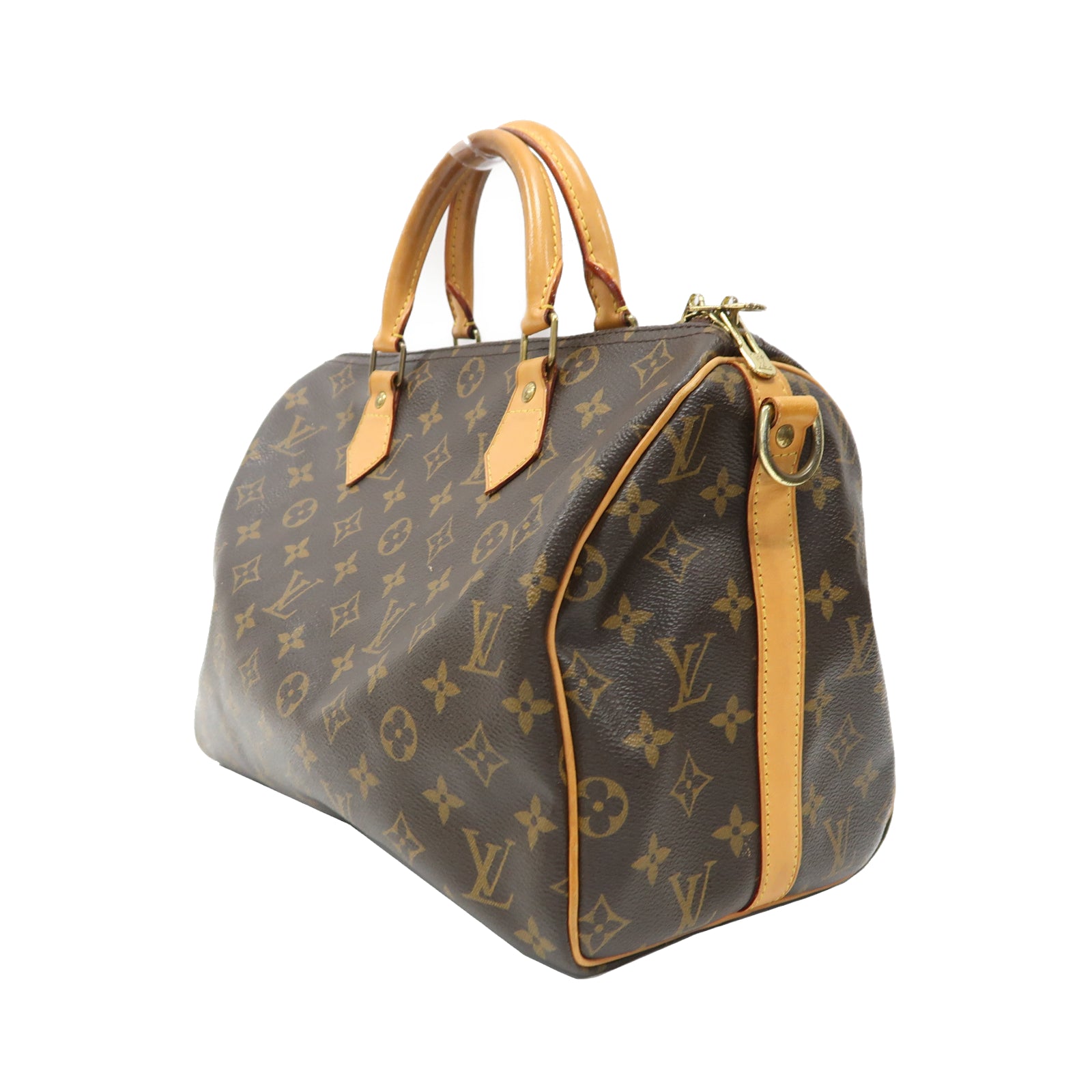 LOUIS VUITTON Monogram Speedy Bandouliere 30金扣手挽肩背兩用袋啡色