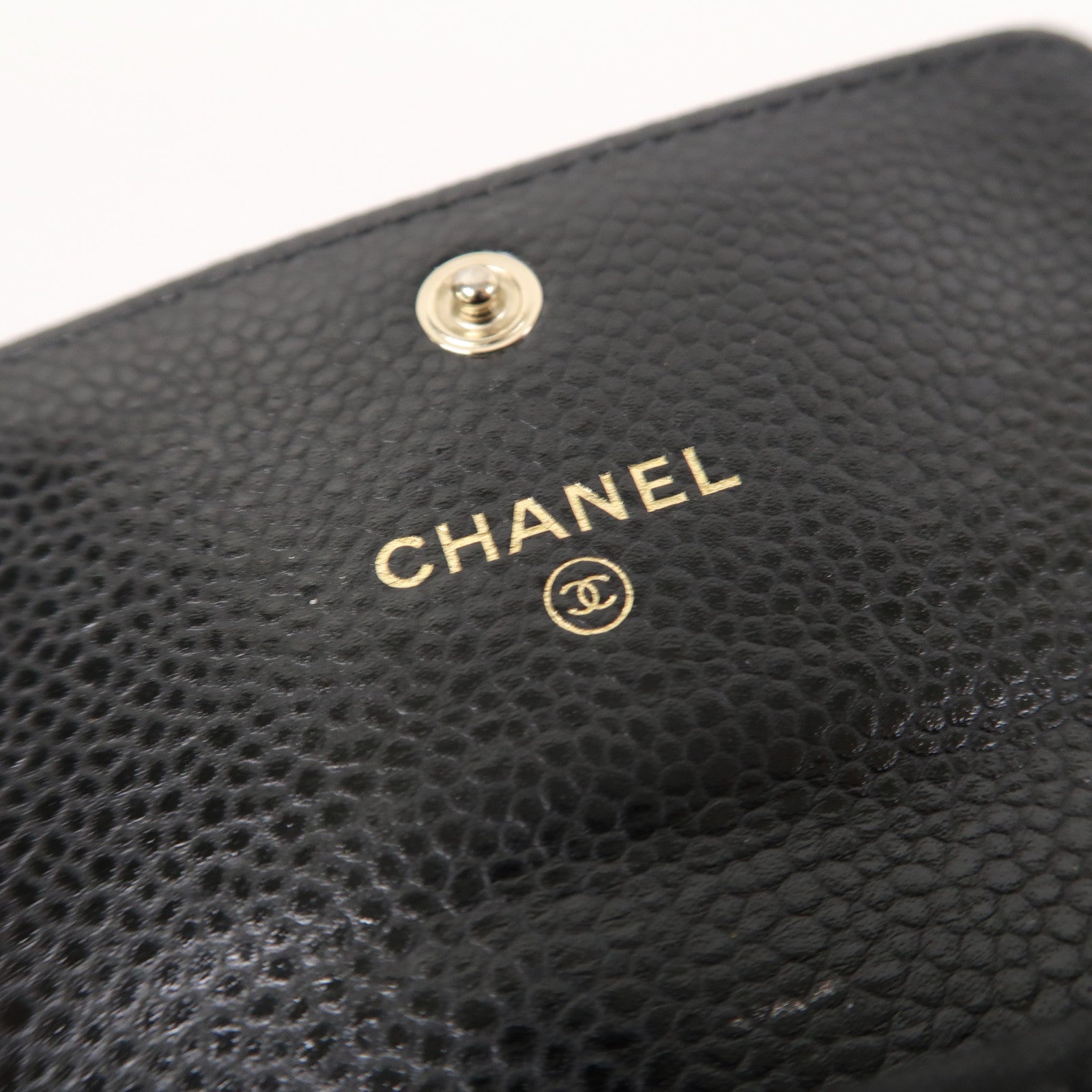 CHANEL 菱格牛皮皮革Boy Chanel Flap Card Holder金扣卡片套黑色