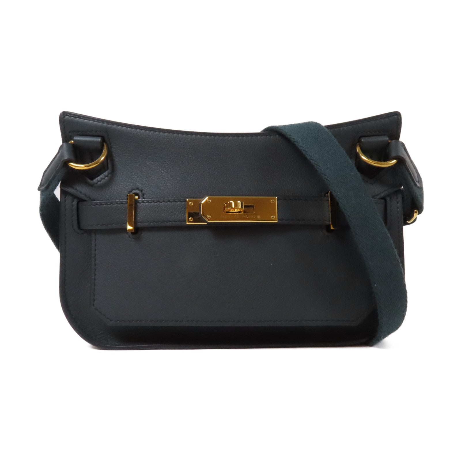 HERMES Evercolor皮革Jypsiere金扣肩背袋綠色
