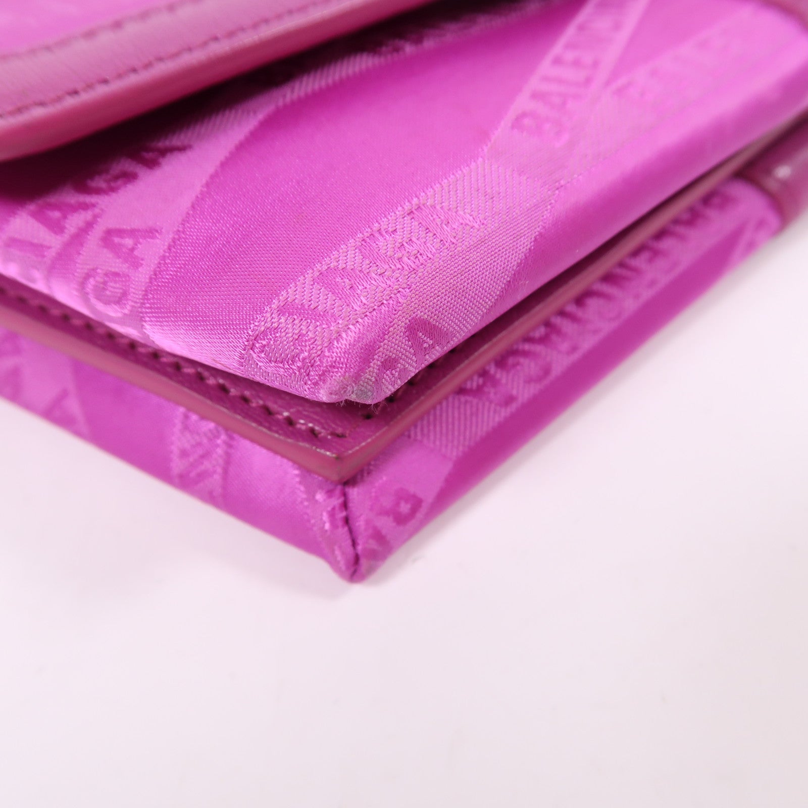 BALENCIAGA GHW Shoulder Bag Nylon/Calfskin Leather 581101 Pink