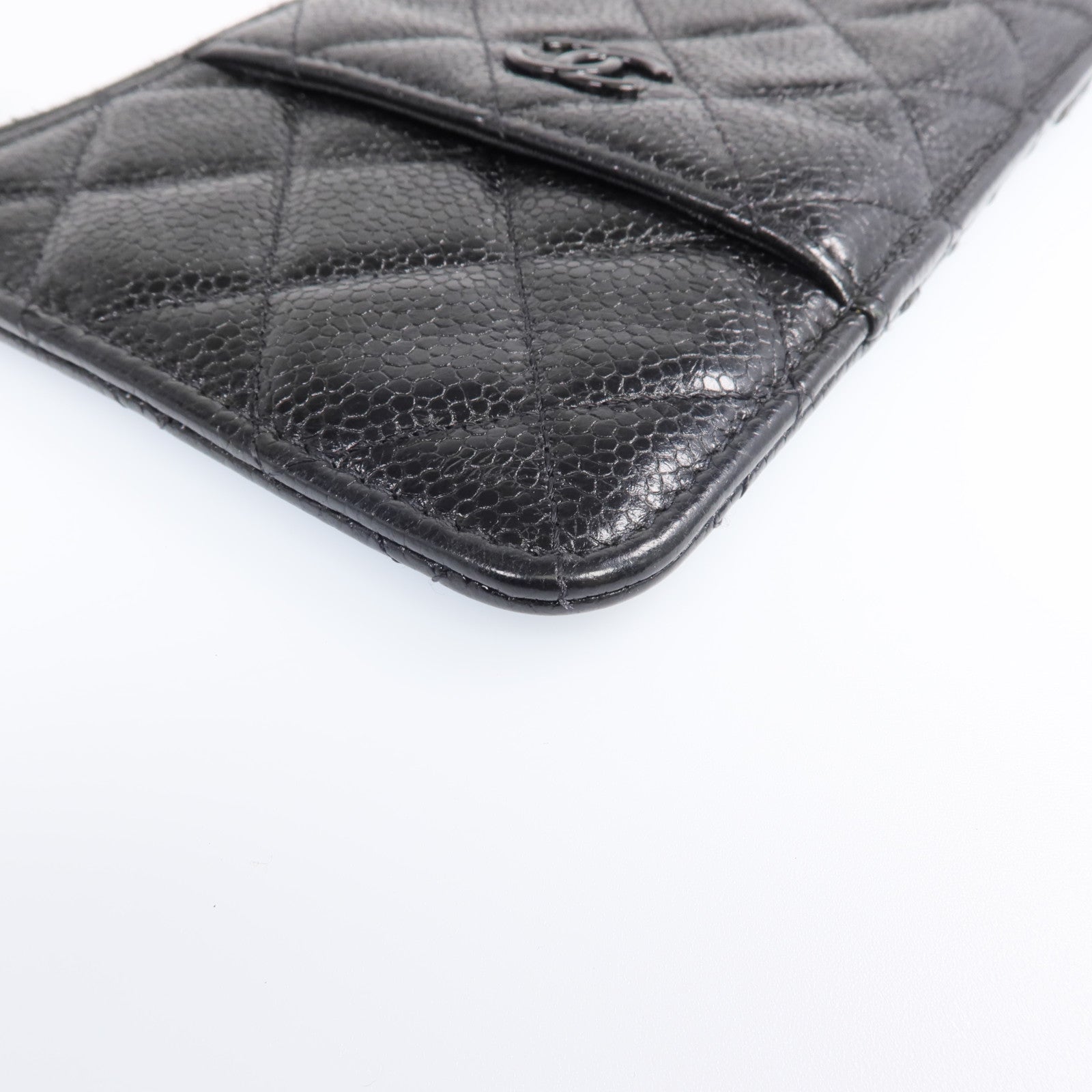 CHANEL 【激減優惠】牛皮皮革Phone Zipper Wallet銀扣長錢包