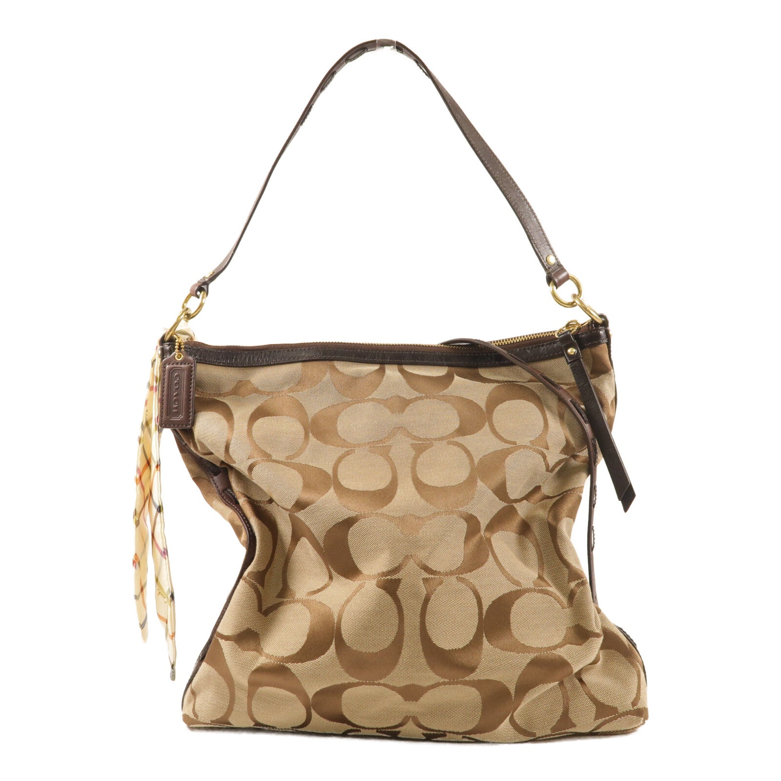 COACH 帆布2 Way Shoulder金扣手挽肩背兩用袋