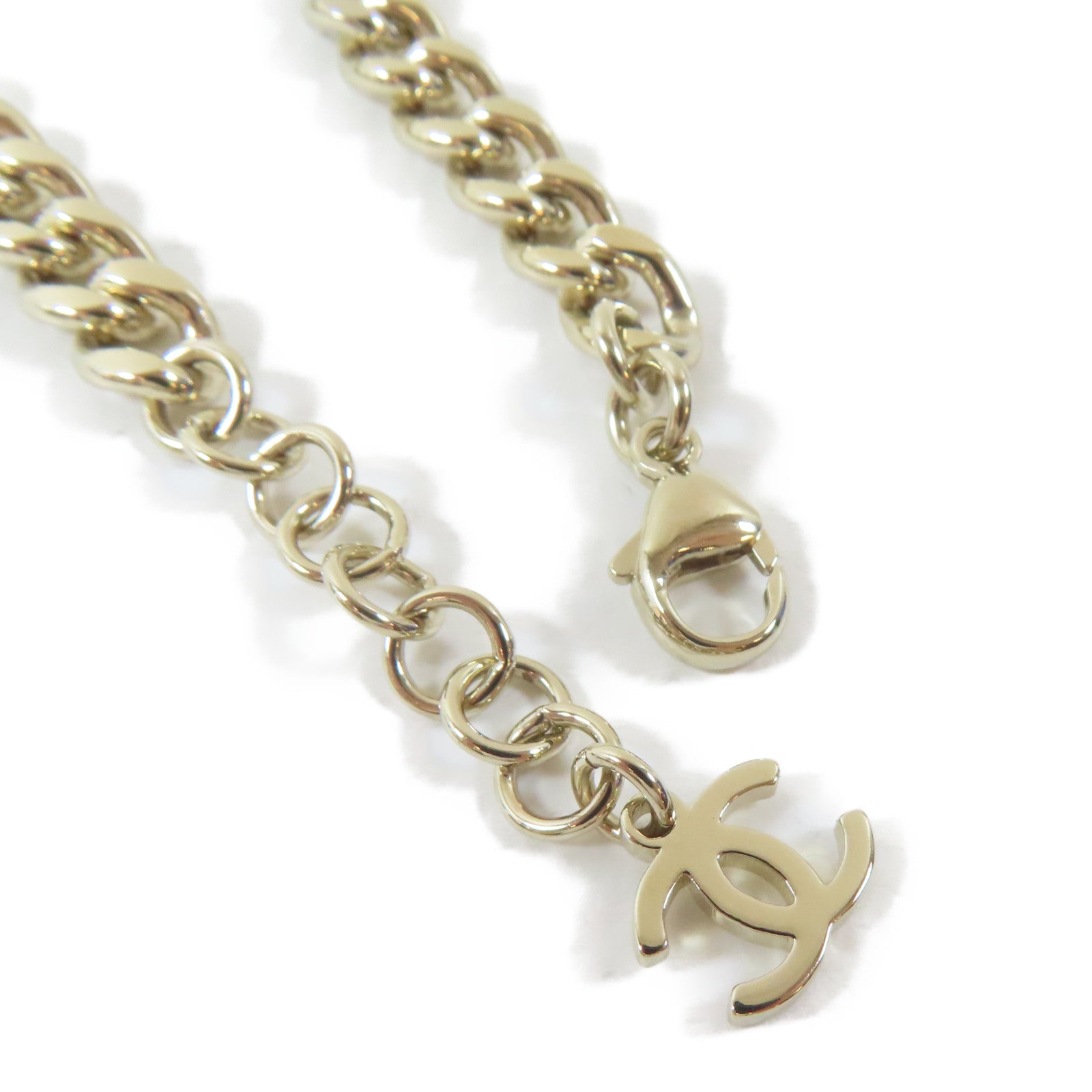 CHANEL 金屬/水晶Bracelet手鏈金色#17.5cm