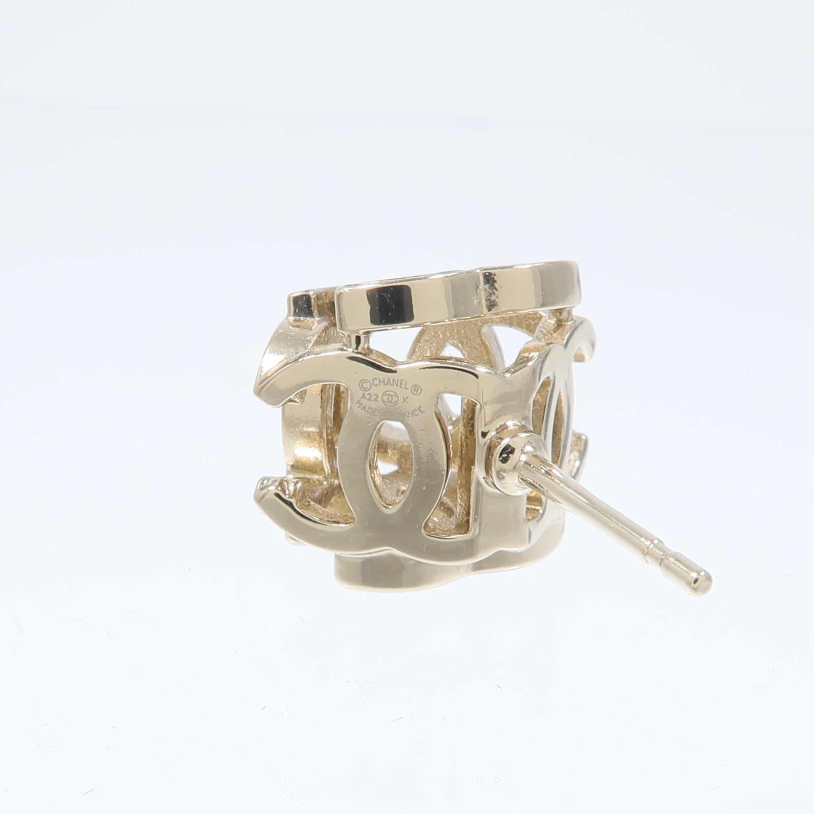 CHANEL 金屬CC Logo Cube耳環
