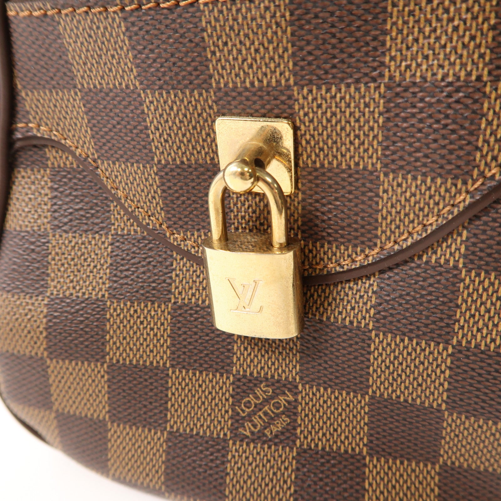 LOUIS VUITTON Damier Duomo金扣手挽袋啡色