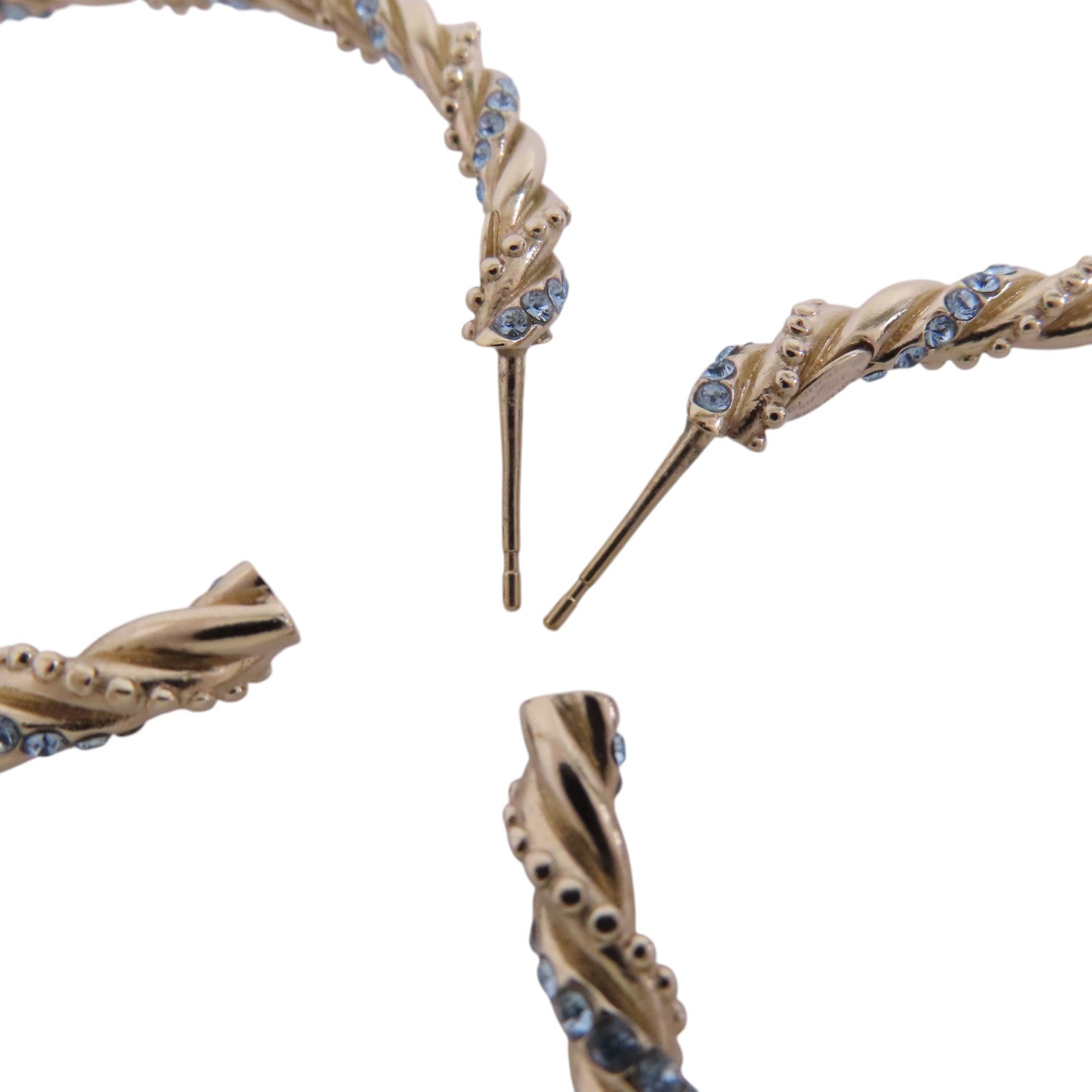 CHANEL 金屬/水鑽Hoop Earrings金扣耳環