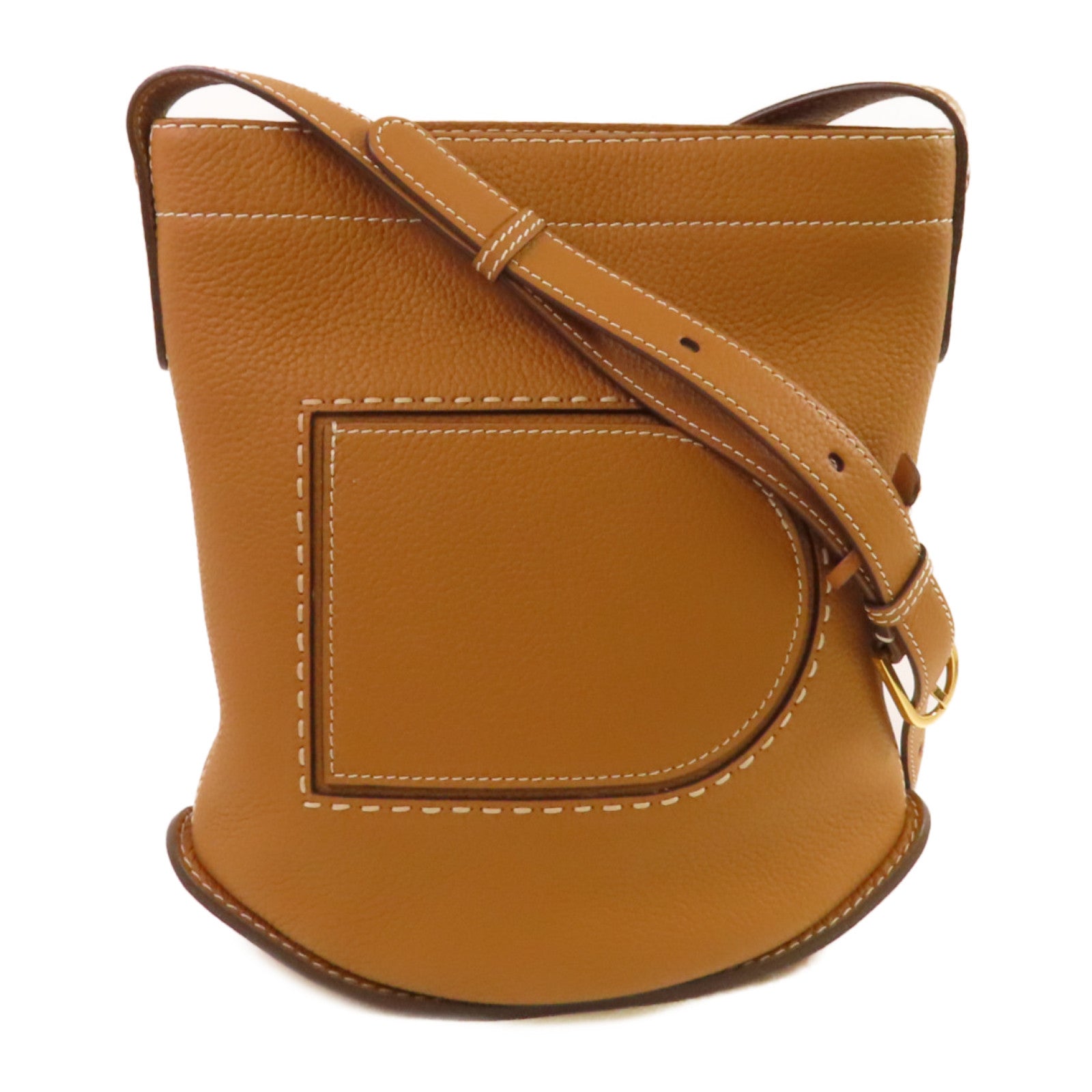 Delvaux 牛皮皮革Pin Daily Suppique Shoulder Bag金扣肩背袋啡色