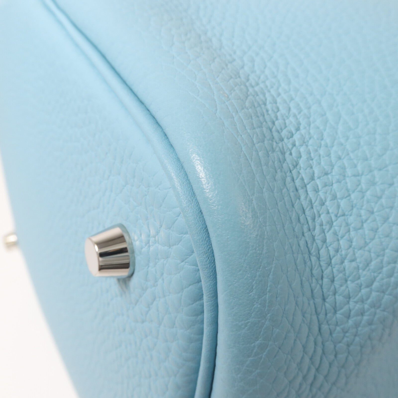 HERMES Clemence皮革Picotin MM扣手挽袋Bleu Atoll