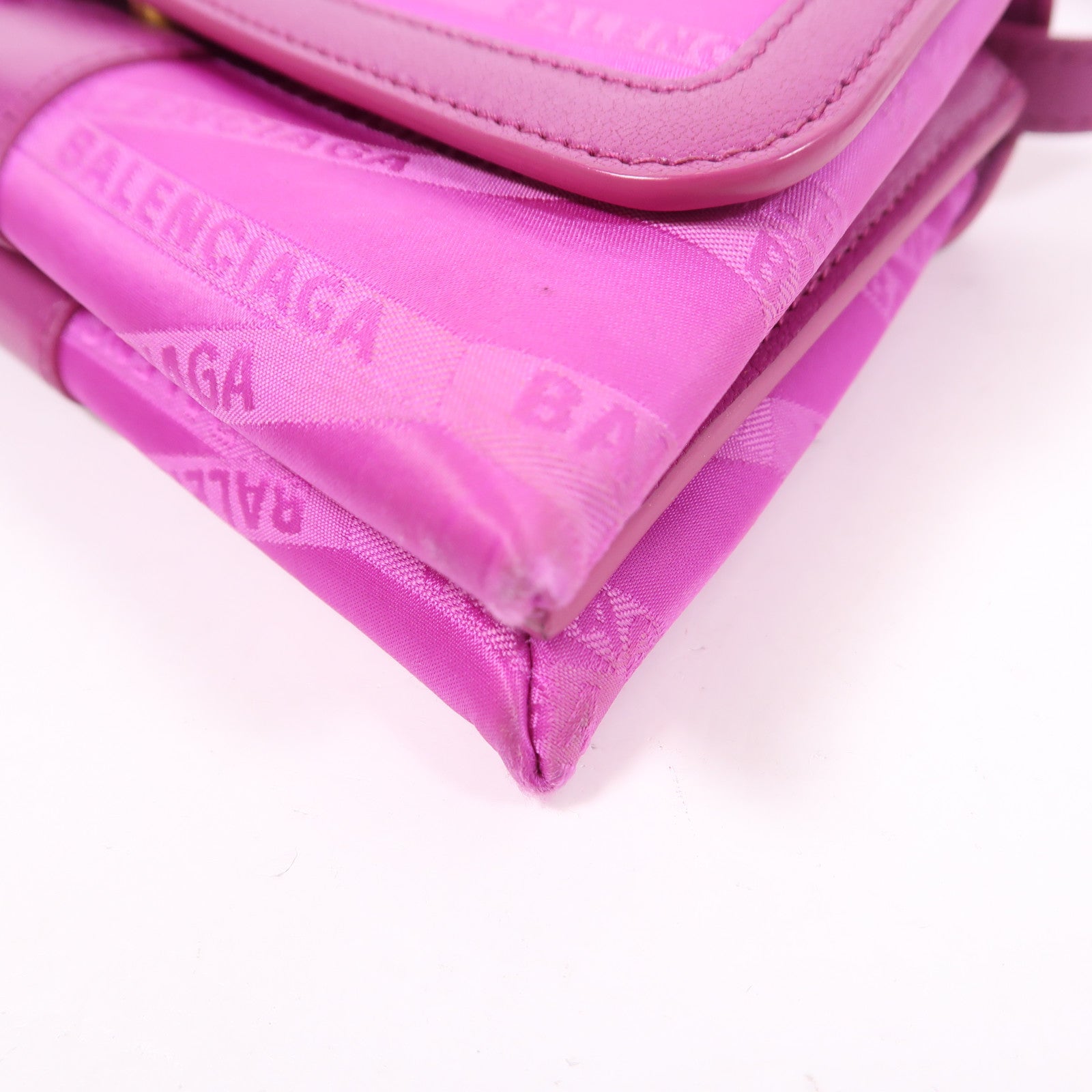 BALENCIAGA GHW Shoulder Bag Nylon/Calfskin Leather 581101 Pink