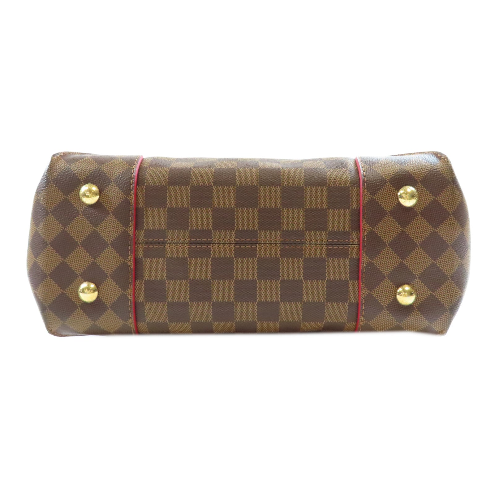 LOUIS VUITTON Damier Caissa Hobo金扣肩背袋棕色/紅色