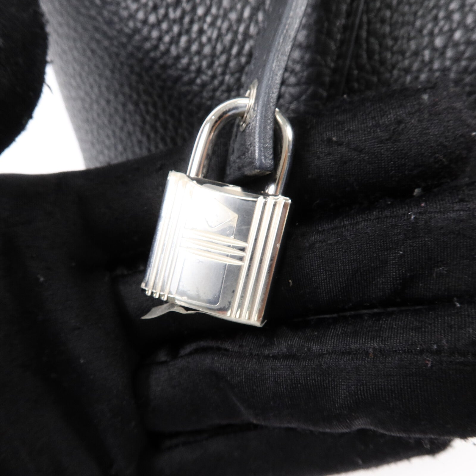 HERMES Clemence皮革Picotin PM手挽袋Noir