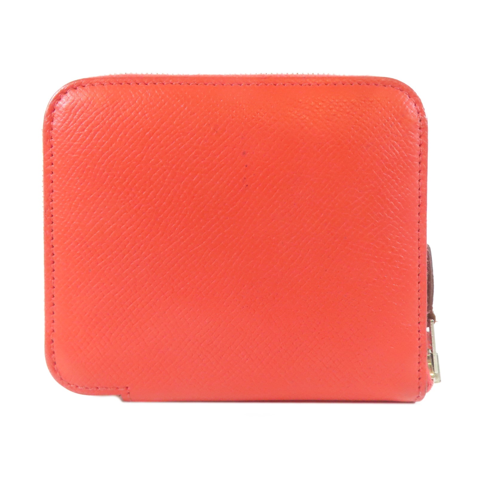 HERMES 【激減優惠】Epsom皮革Silk'In Compact Wallet銀扣錢包罌粟花橘色