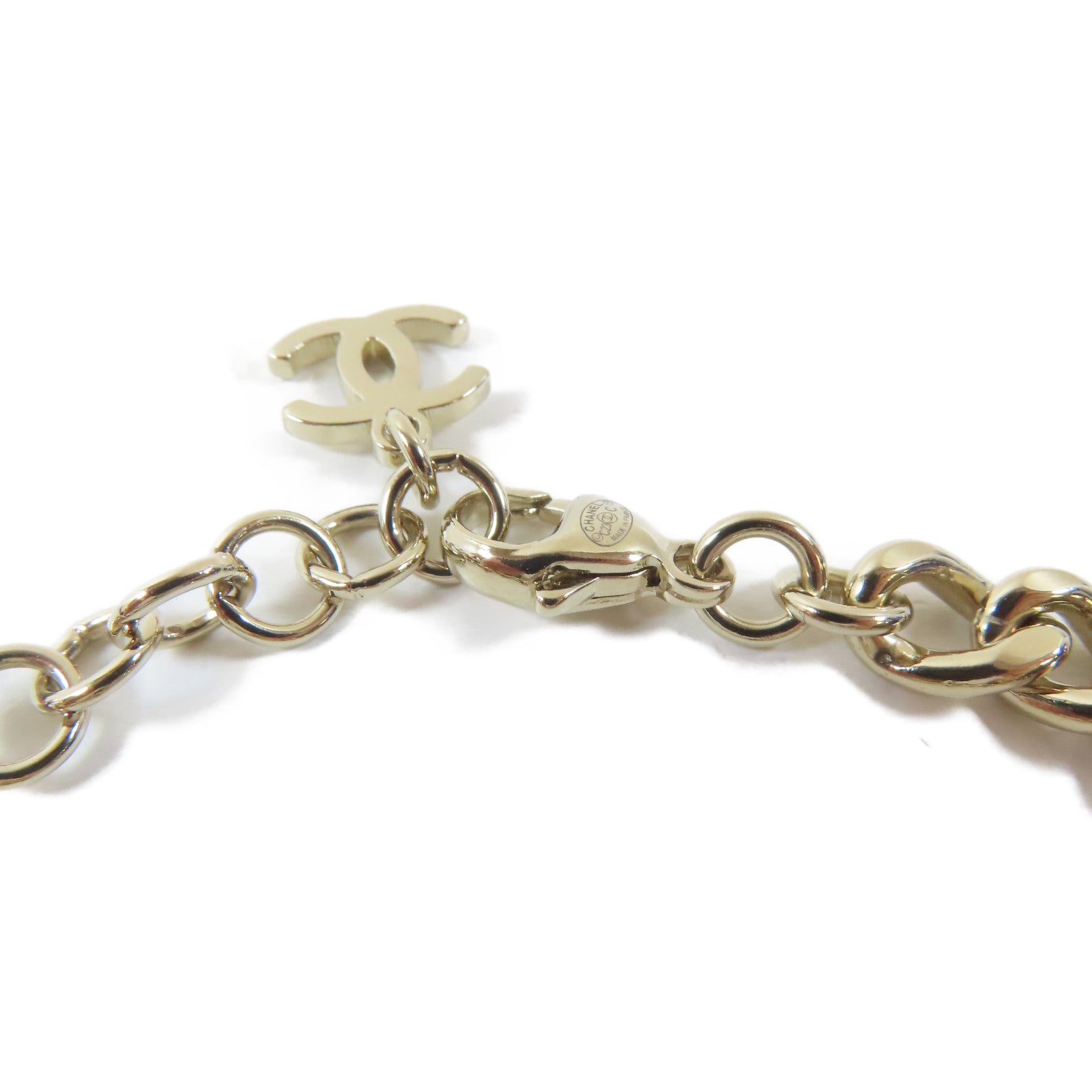 CHANEL 金屬/水晶Bracelet手鏈金色#17.5cm