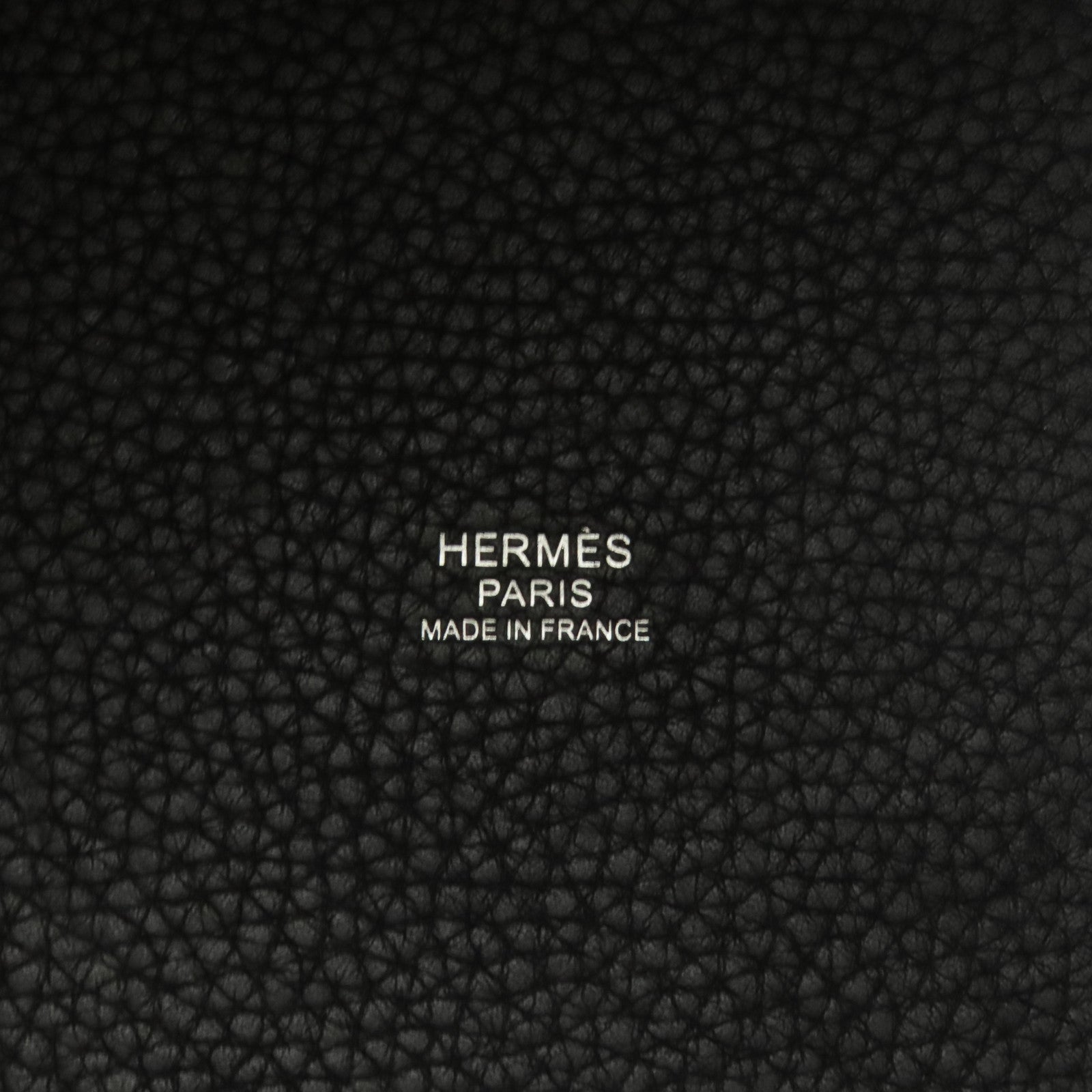 HERMES PHW Picotin MM Hand Bag/Bucket Tote Bag Clemence Leather Black