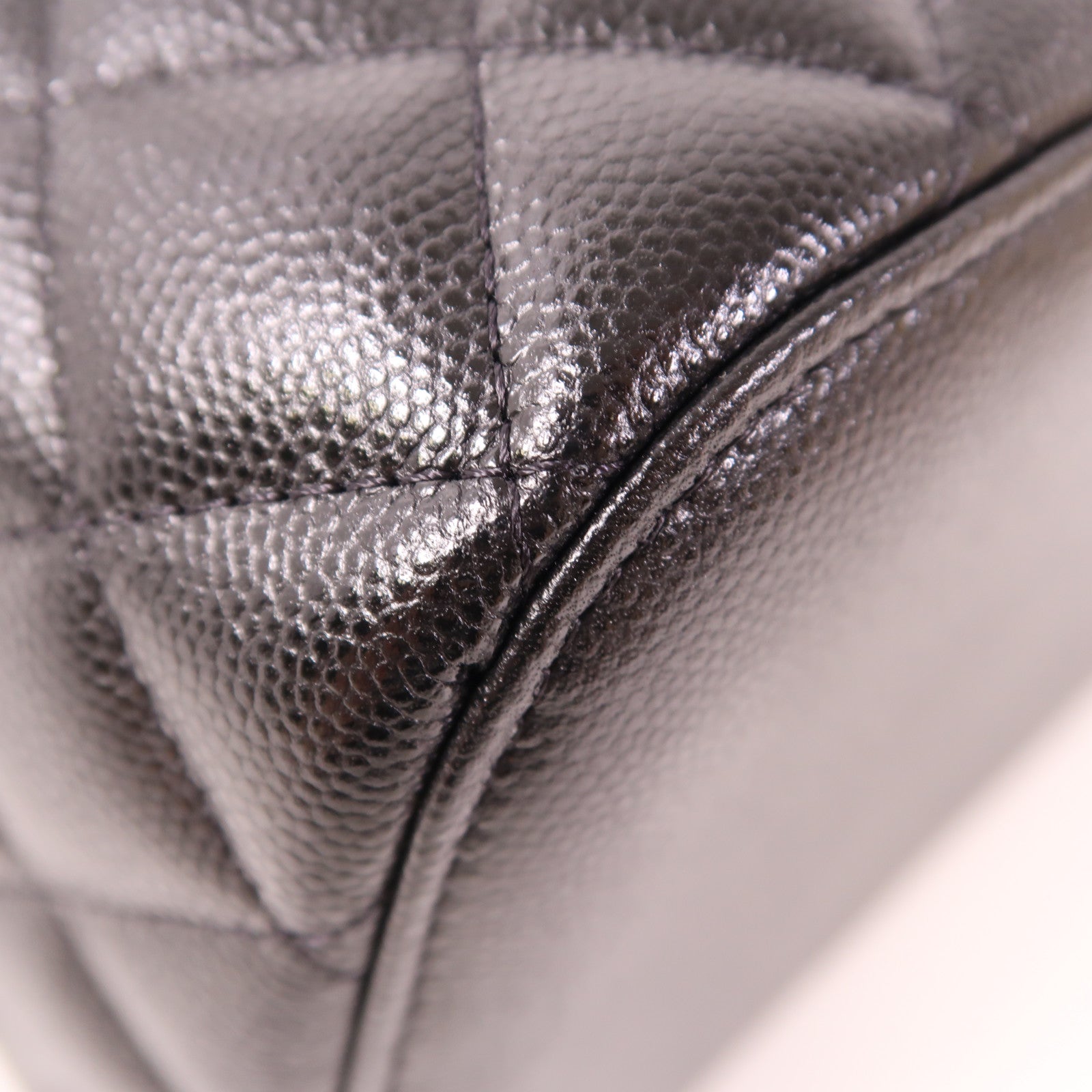 CHANEL CC GHW Vanity Bag Hand Bag Calfskin Leather Black