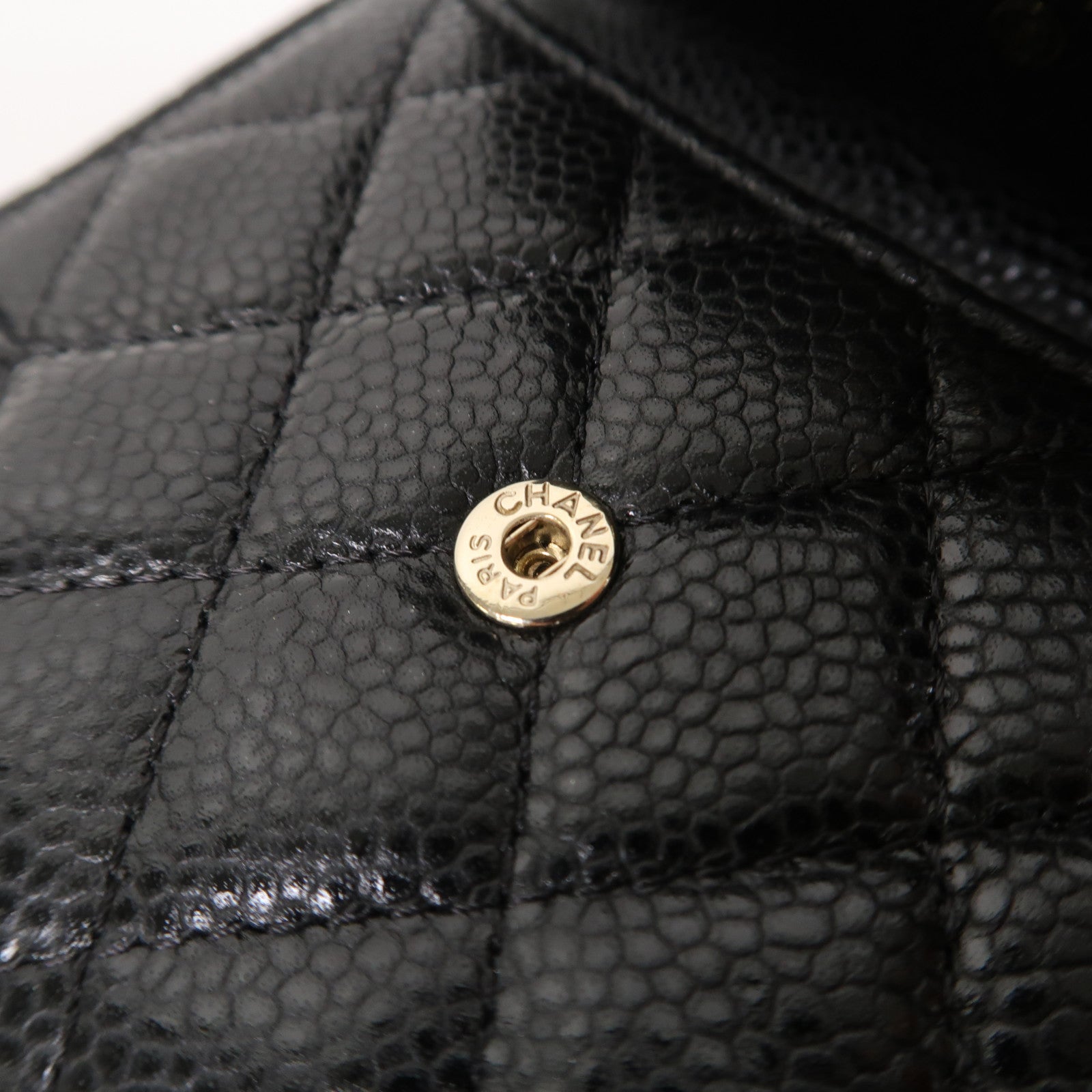 CHANEL 菱格牛皮皮革Boy Chanel Flap Card Holder金扣卡片套黑色