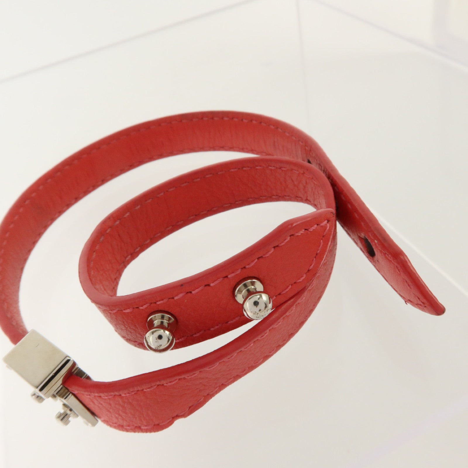 LOUIS VUITTON Monogram/金属Brasle Lockit Double Wrap Bracelet銀扣手鏈