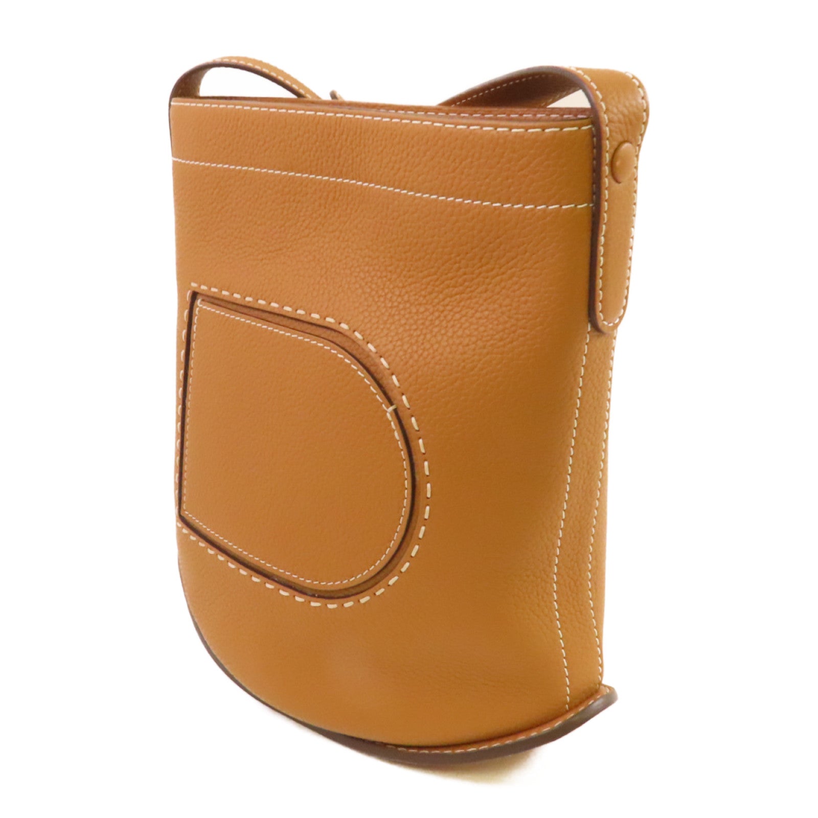 Delvaux 牛皮皮革Pin Daily Suppique Shoulder Bag金扣肩背袋啡色
