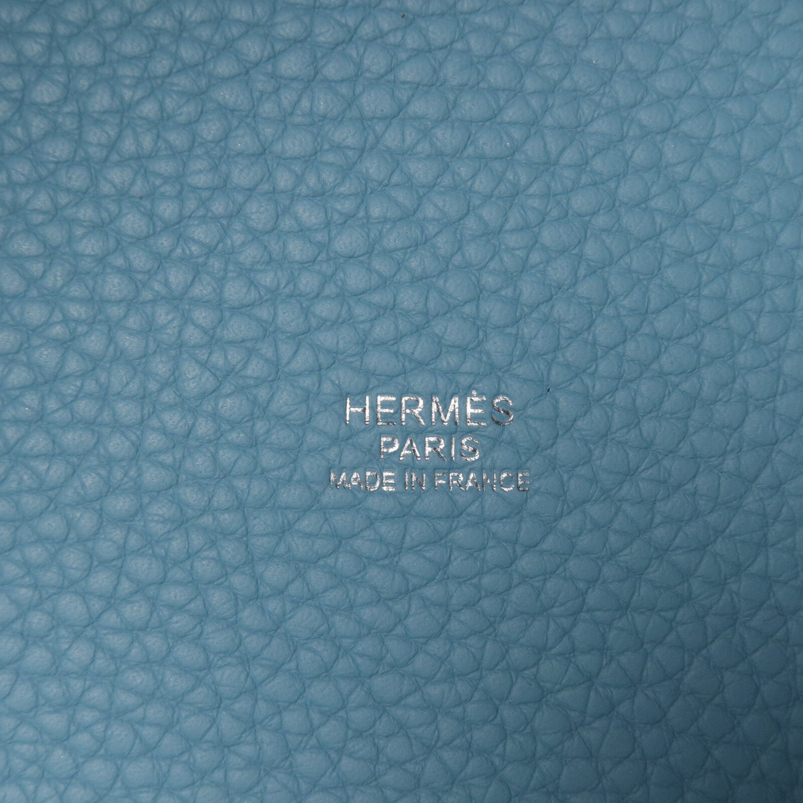 HERMES Clemence皮革Picotin MM扣手挽袋Bleu Atoll