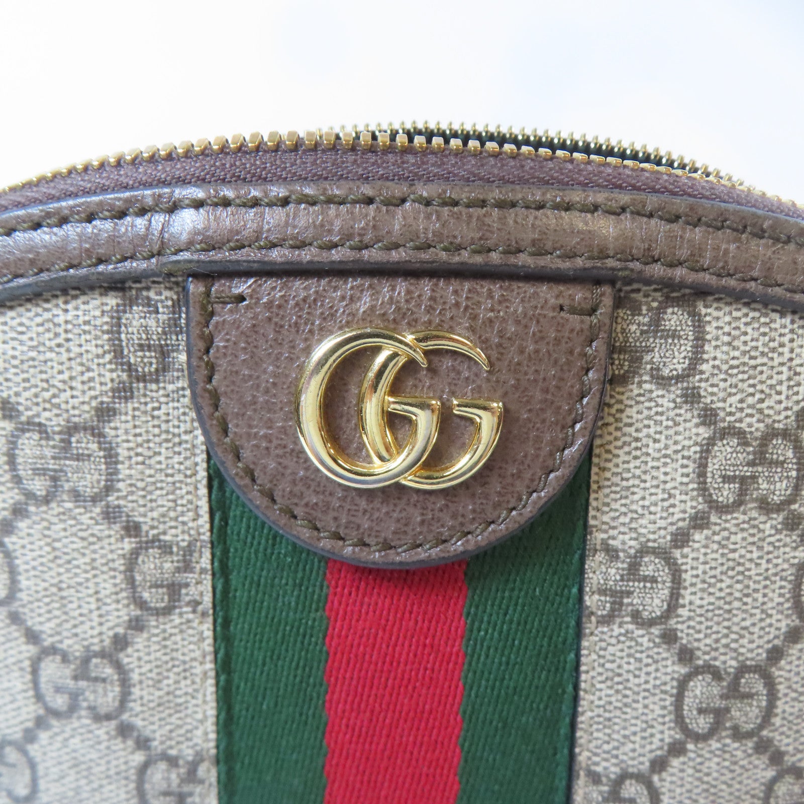 GUCCI 塗層帆布Ophidia GG金扣肩背袋啡色