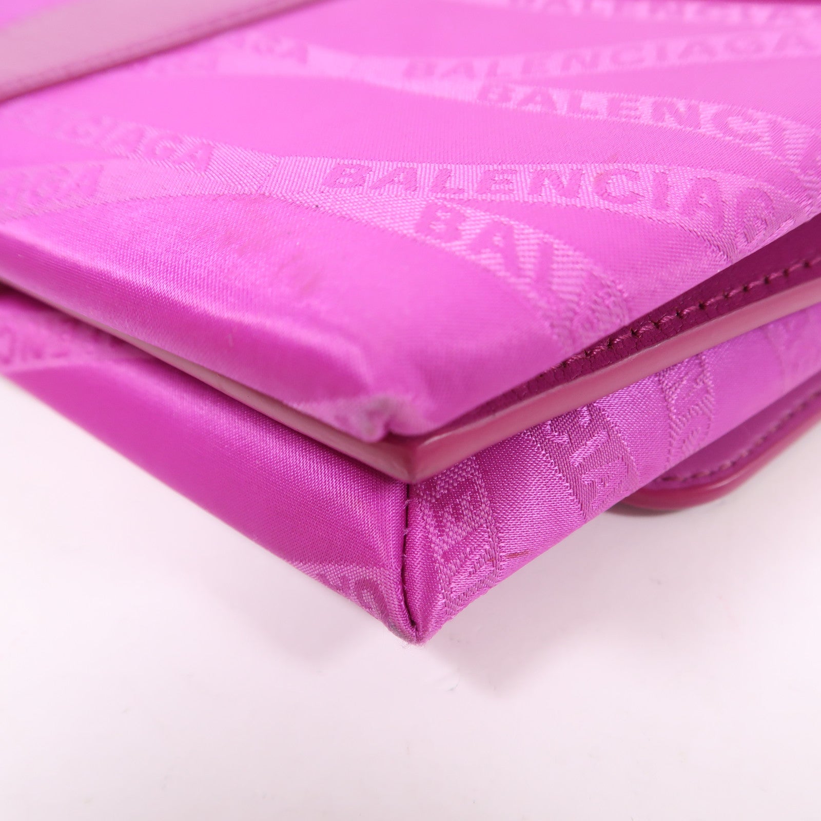 BALENCIAGA GHW Shoulder Bag Nylon/Calfskin Leather 581101 Pink