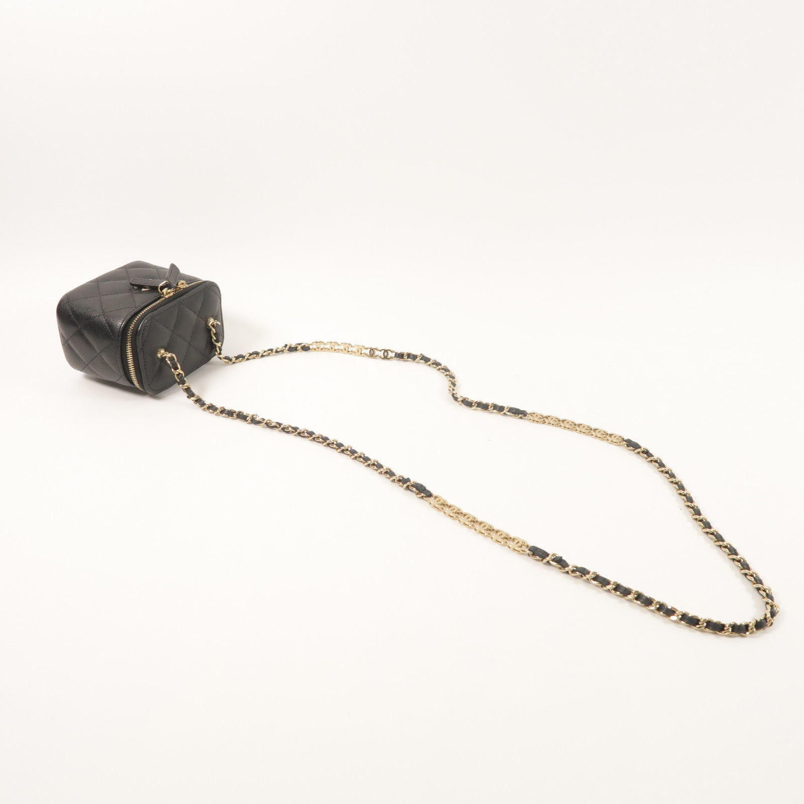 CHANEL 牛皮皮革Vanity Case鏈帶肩背袋