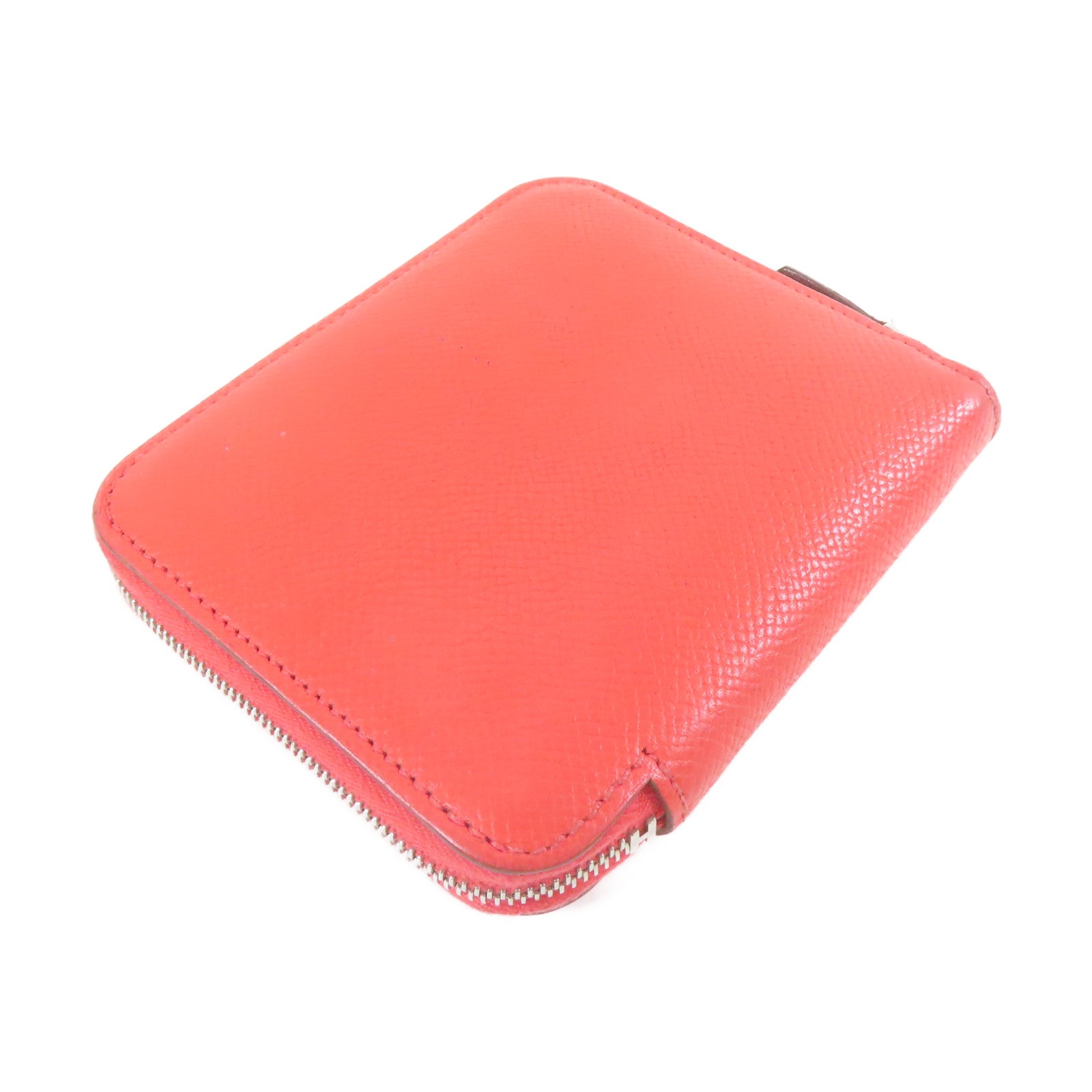 HERMES 【激減優惠】Epsom皮革Silk'In Compact Wallet銀扣錢包罌粟花橘色