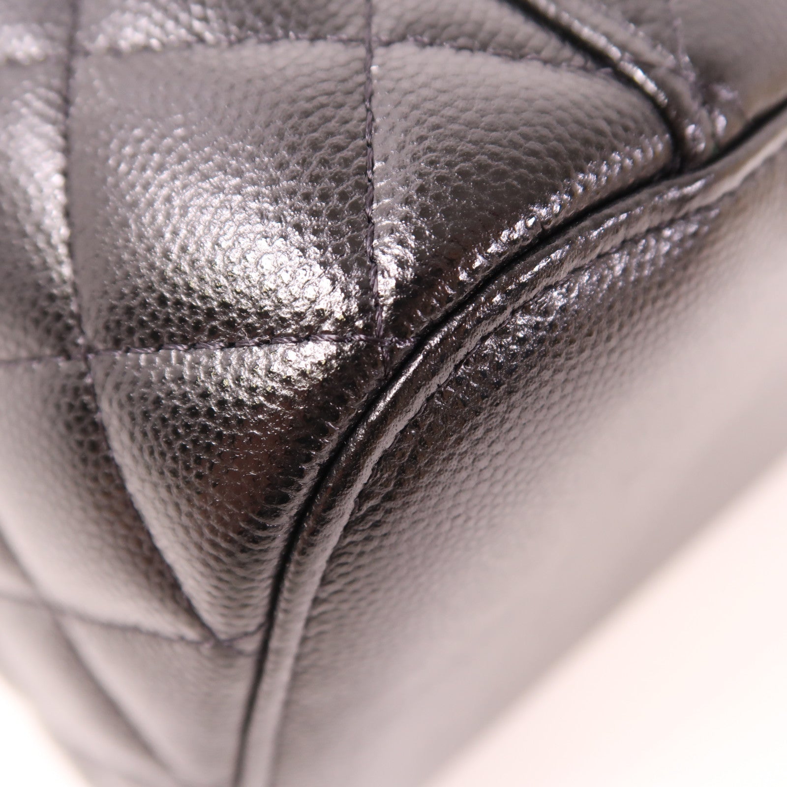 CHANEL CC GHW Vanity Bag Hand Bag Calfskin Leather Black