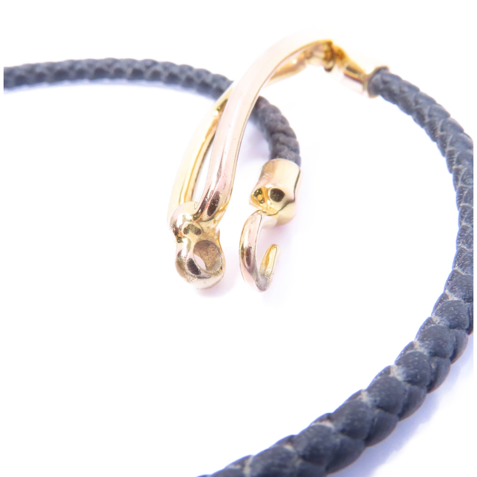 HERMES 【激減優惠】牛皮皮革/金屬Roulis Double Tour Bracelet手鏈米灰色/金色