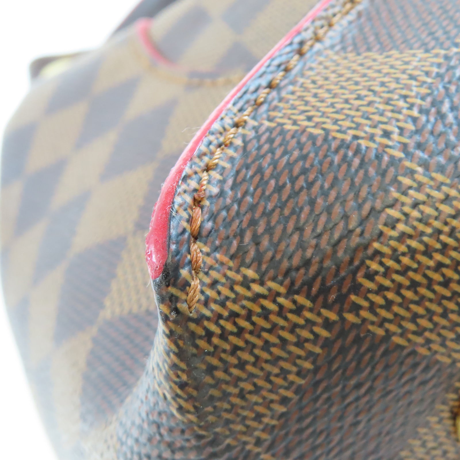 LOUIS VUITTON Damier Caissa Hobo金扣肩背袋棕色/紅色