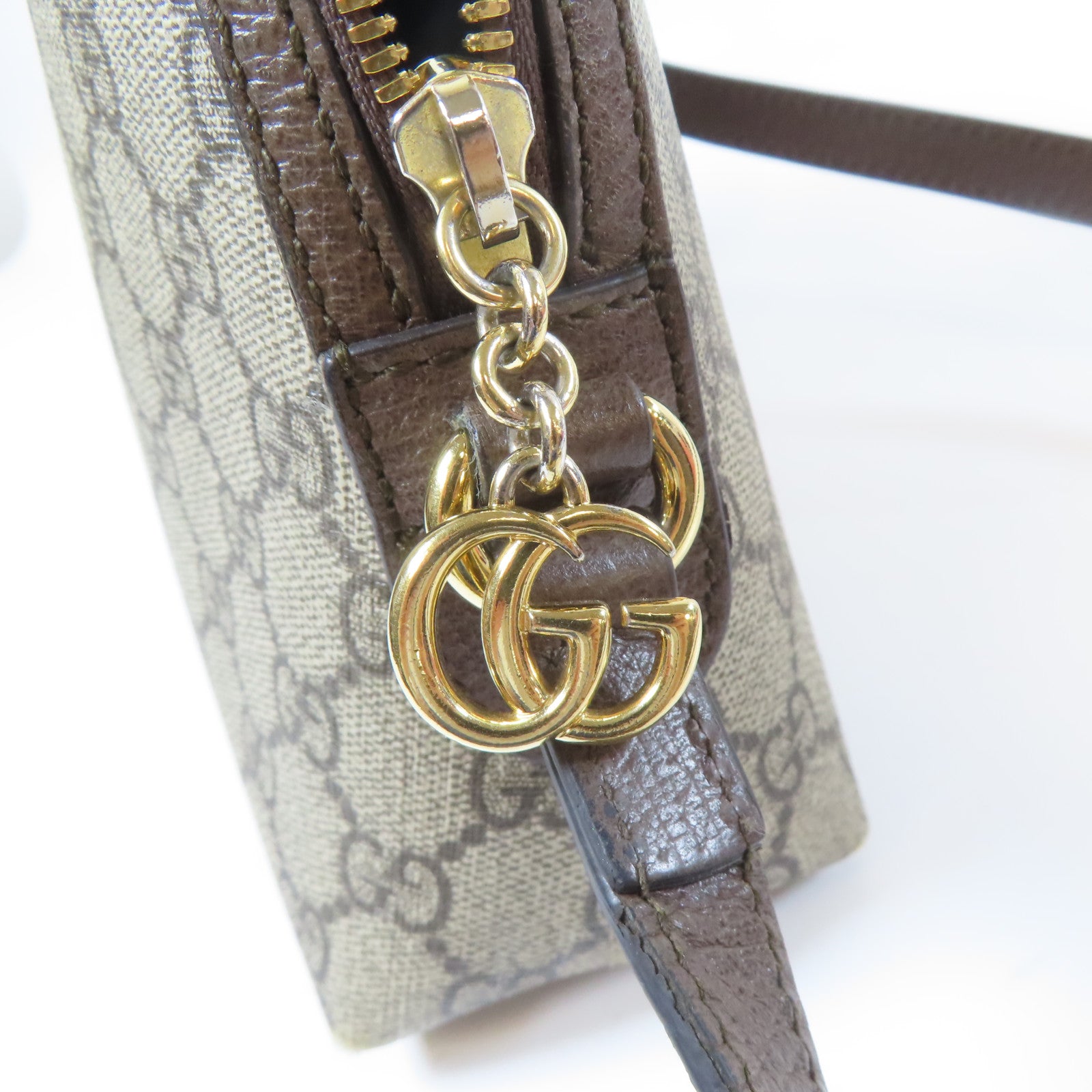 GUCCI 塗層帆布Ophidia GG金扣肩背袋啡色