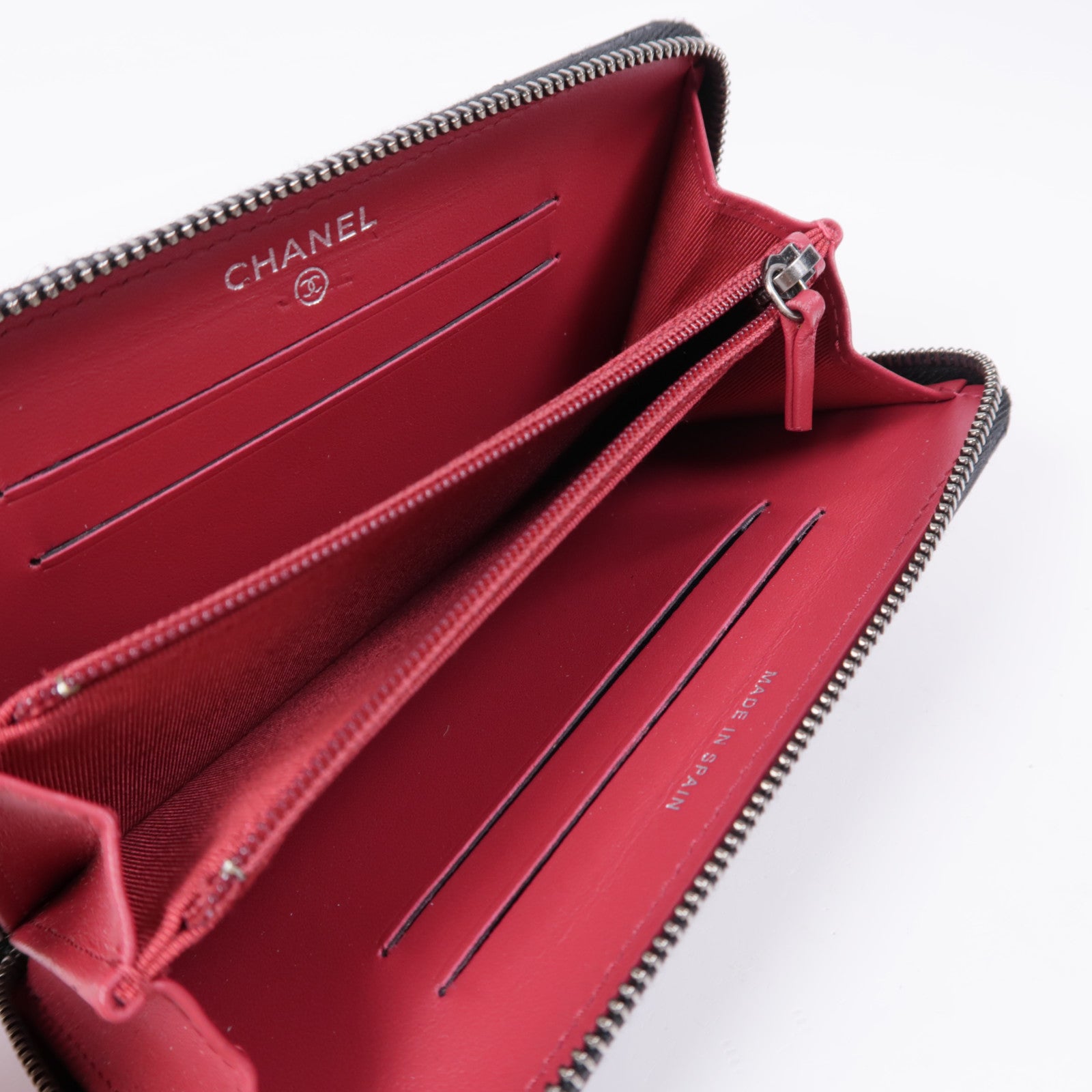 CHANEL CC GHW Card Case Calfskin Leather Black